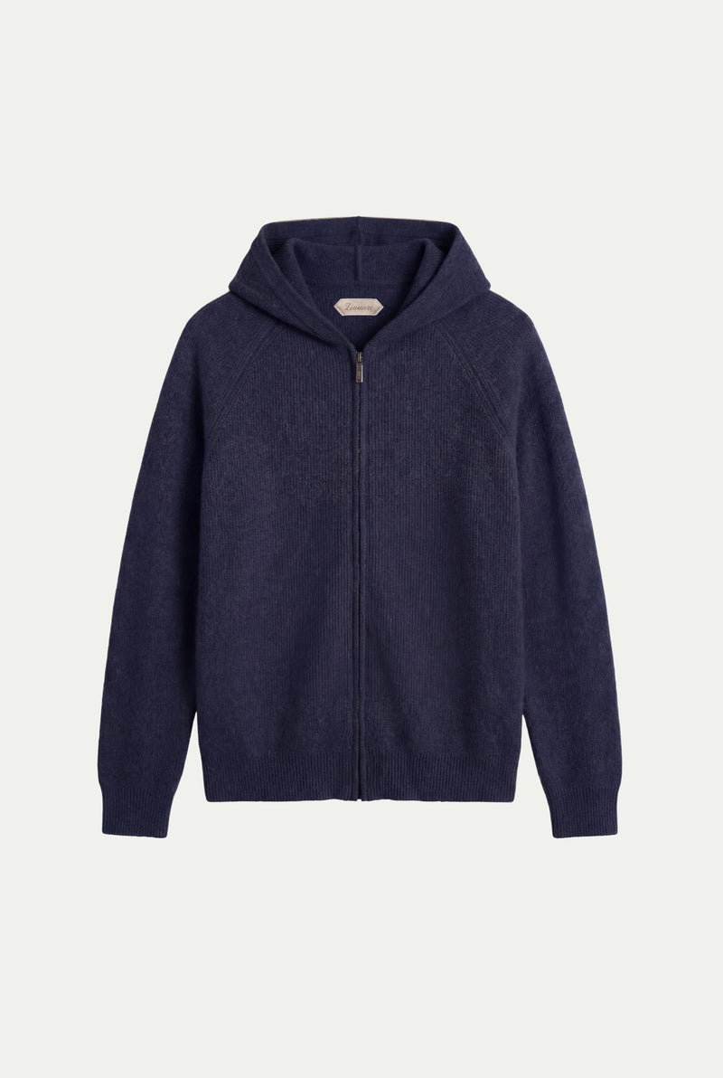 Cortina Cashmere Zip Hoodie Navy