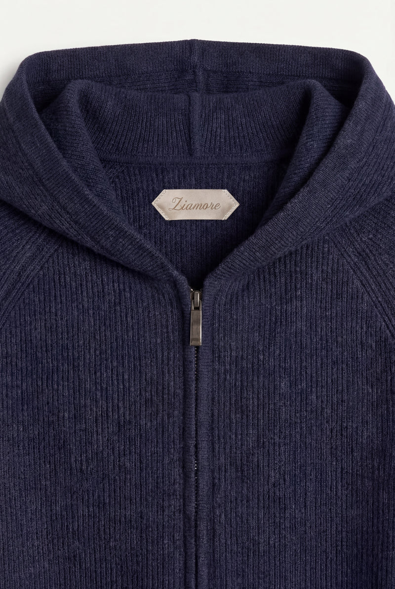 Cortina Cashmere Zip Hoodie Navy