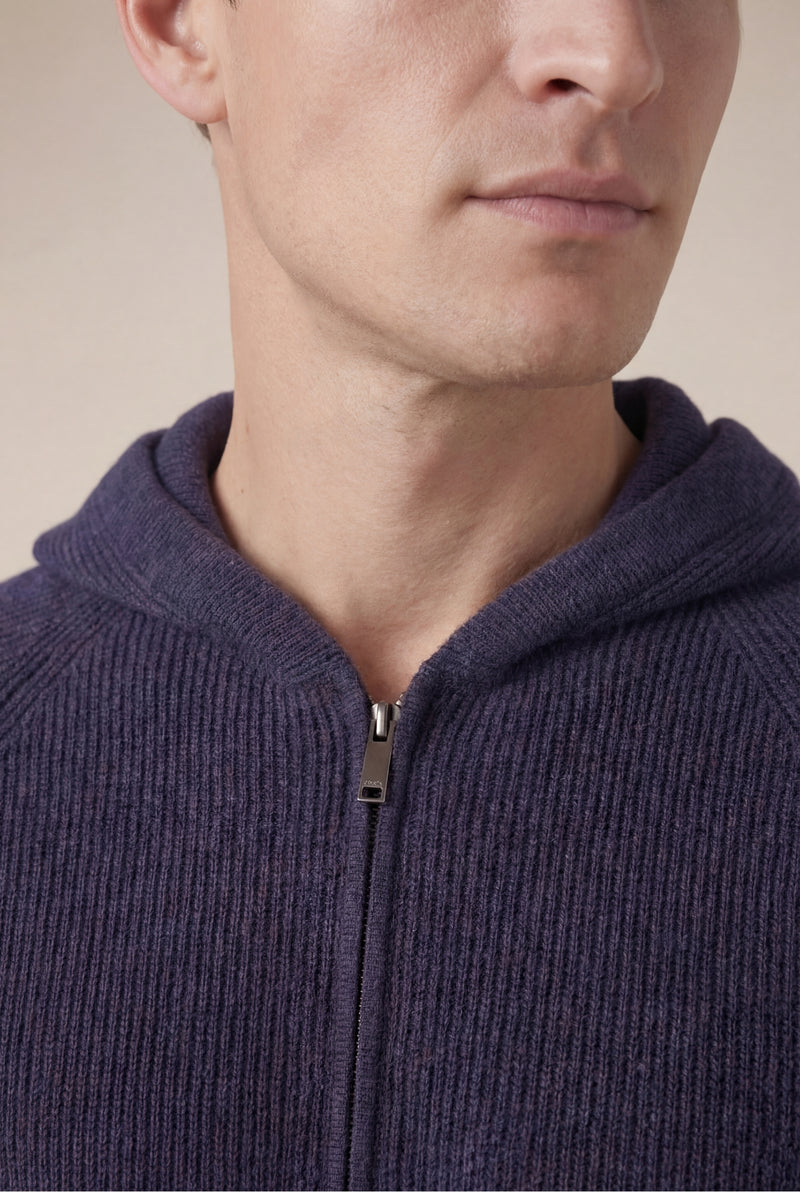 Cortina Cashmere Zip Hoodie Navy