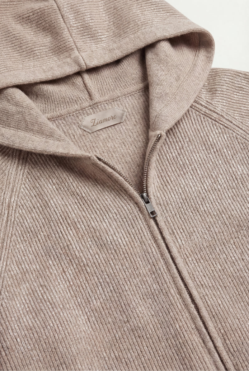Cortina Cashmere Zip Hoodie Brown