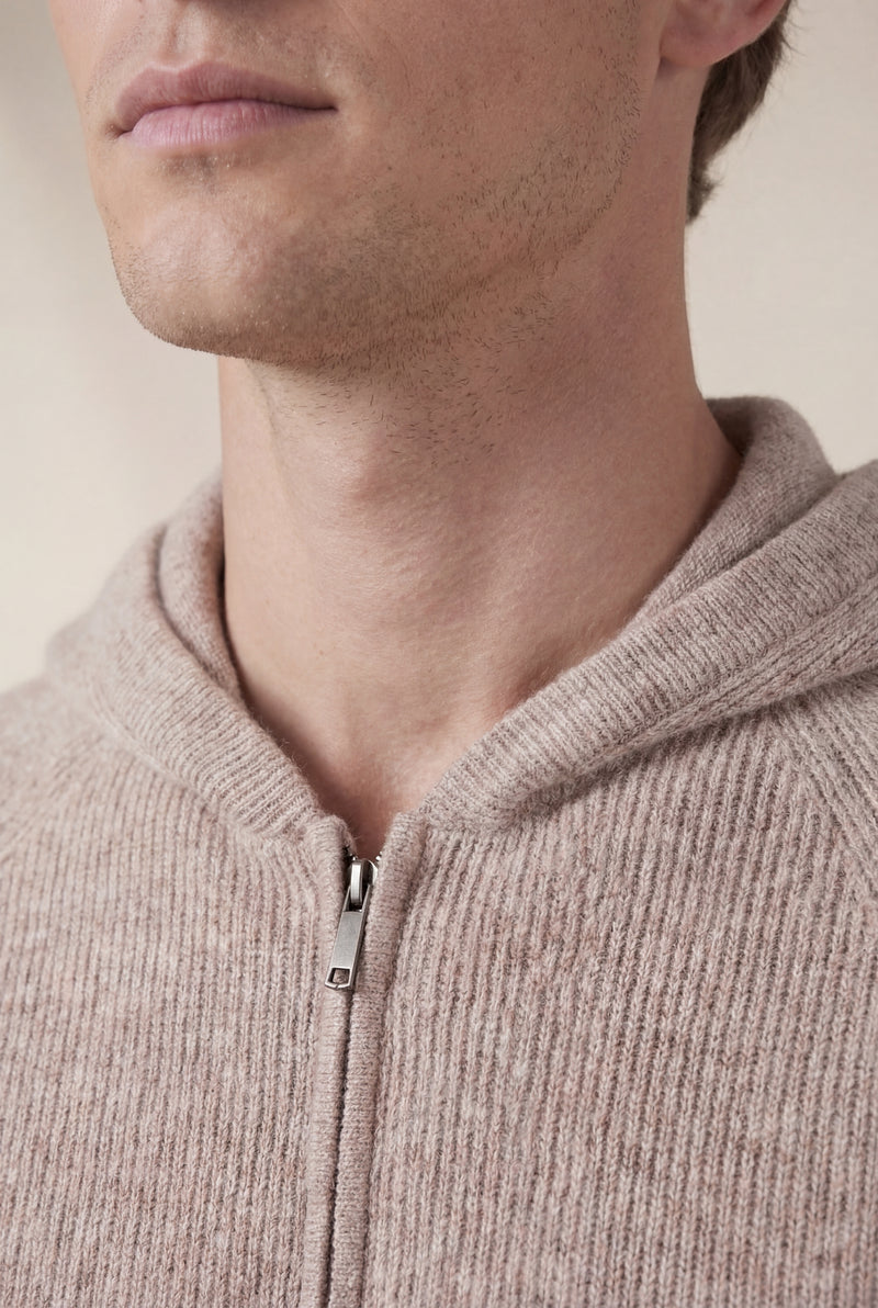 Cortina Cashmere Zip Hoodie Brown