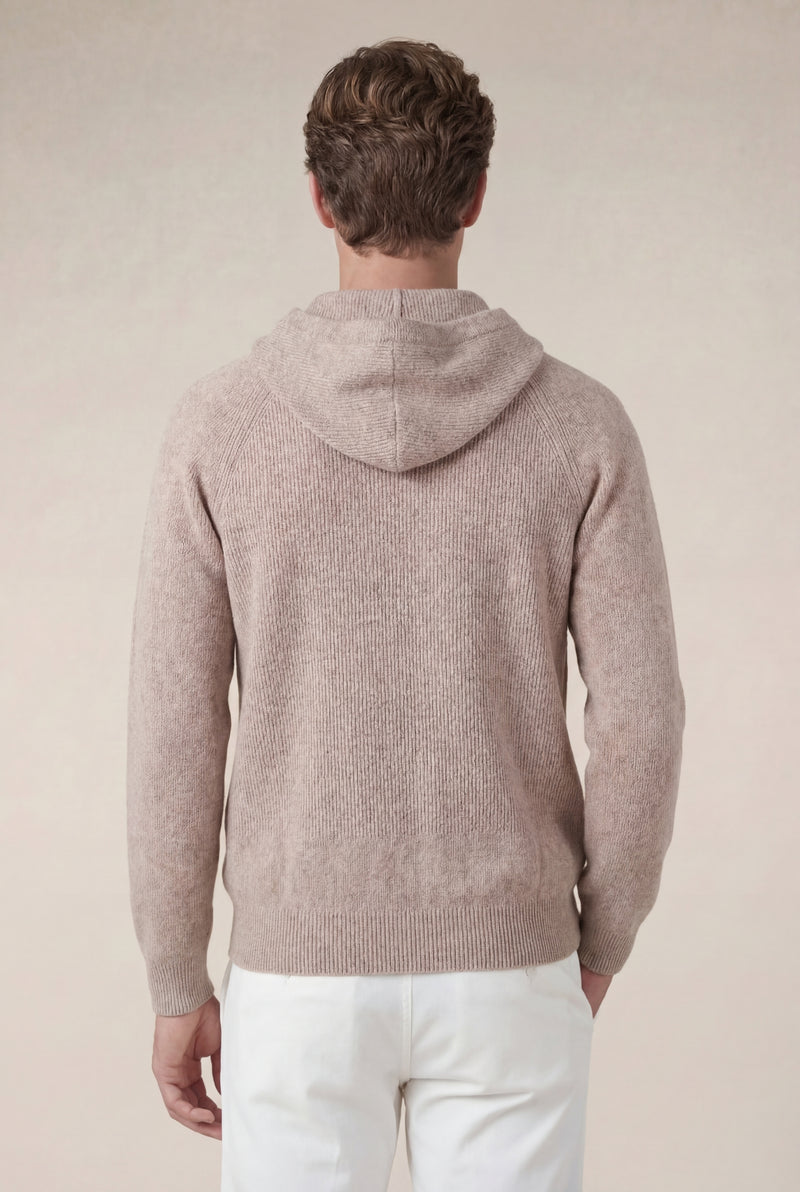 Cortina Cashmere Zip Hoodie Brown