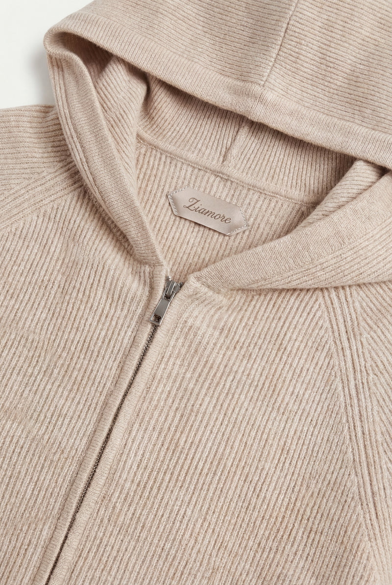 Cortina Cashmere Zip Hoodie Beige