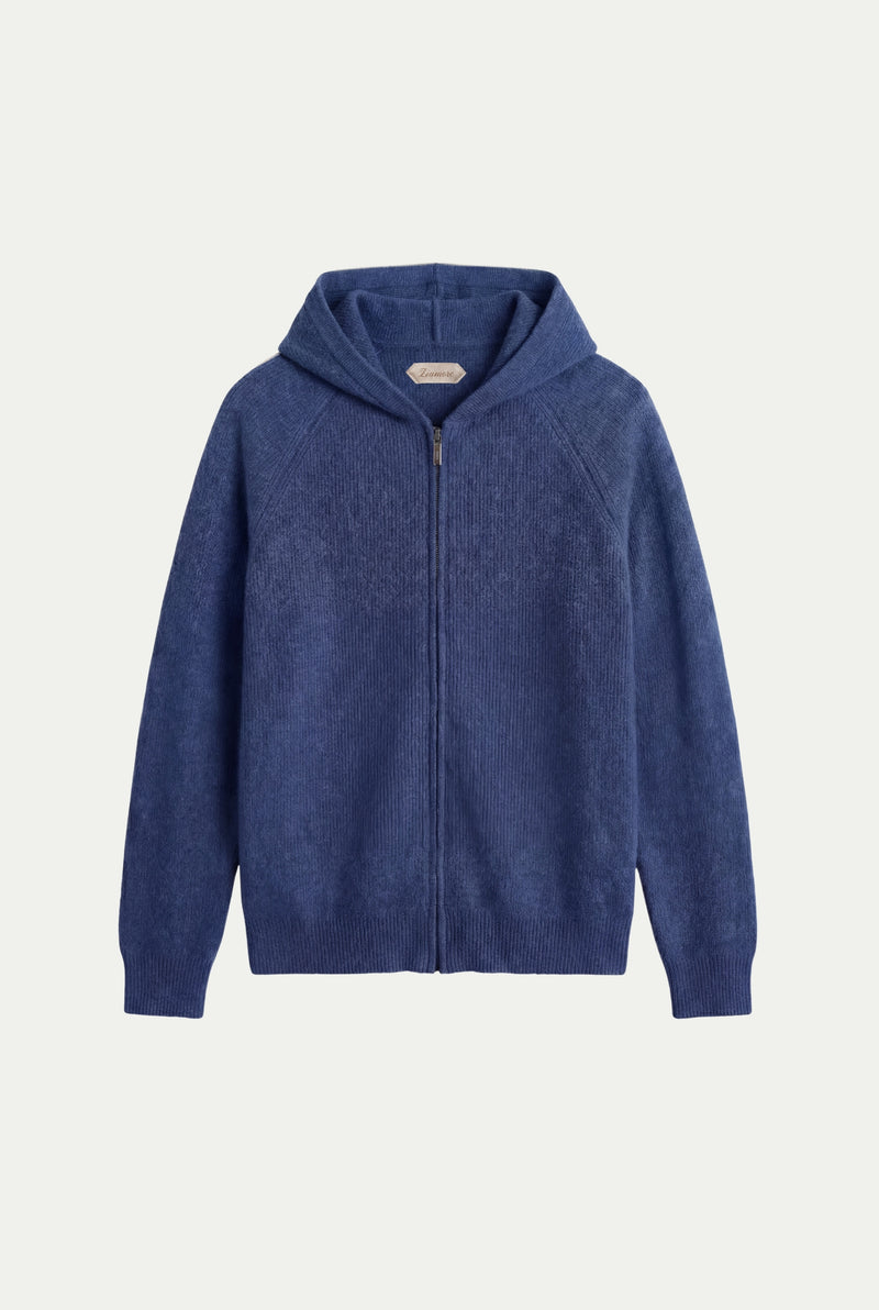 Cortina Cashmere Zip Hoodie Blue