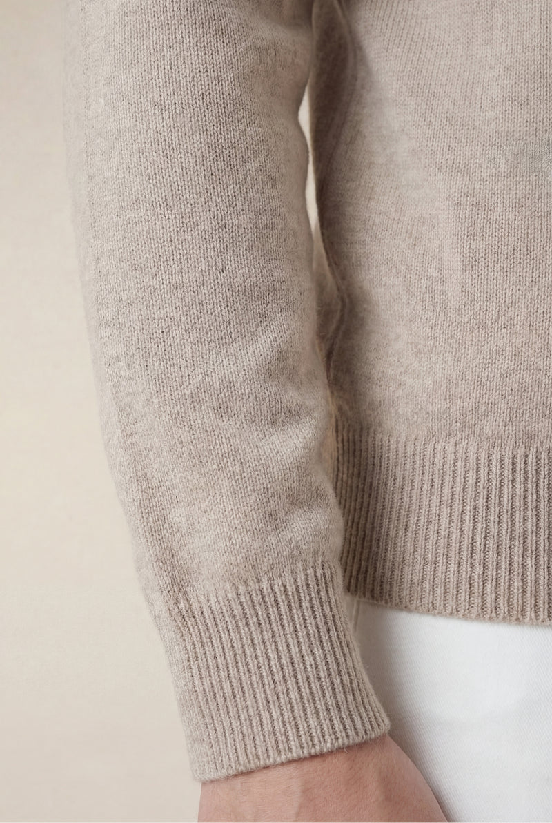 Sorrento Cashmere Full-Zip Knit Beige