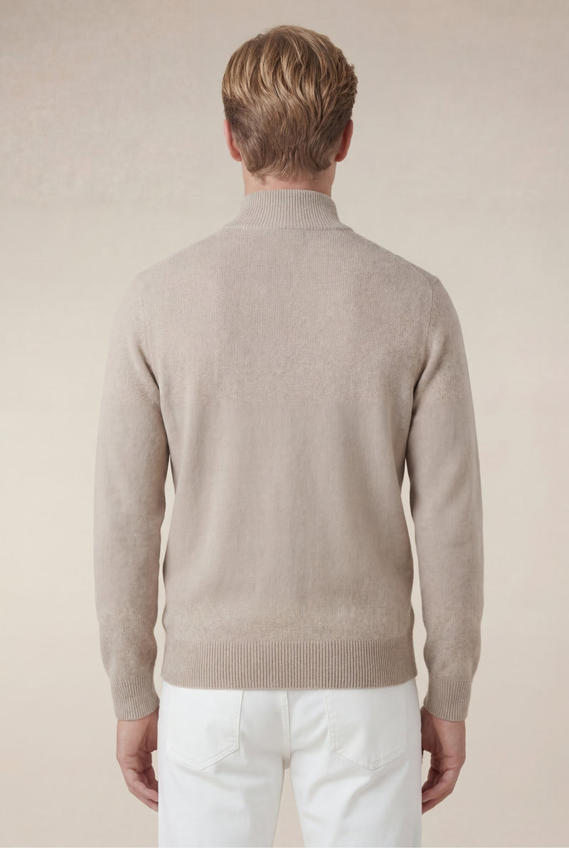 Sorrento Cashmere Full-Zip Knit Beige