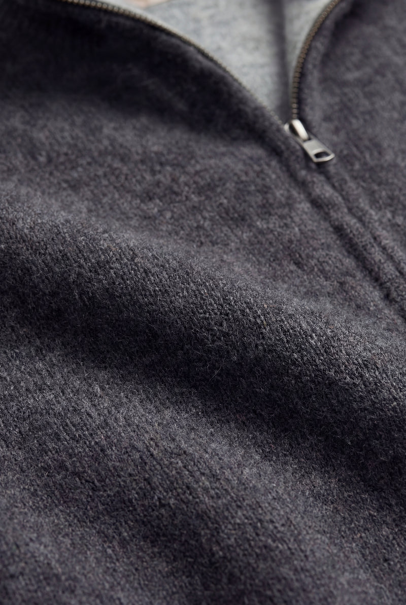 Sorrento Cashmere Full-Zip Knit Black