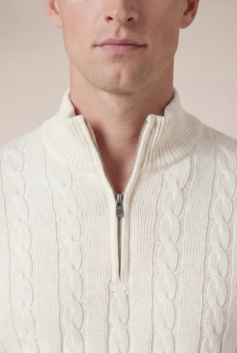 Como Cashmere Quarter Zip Beige