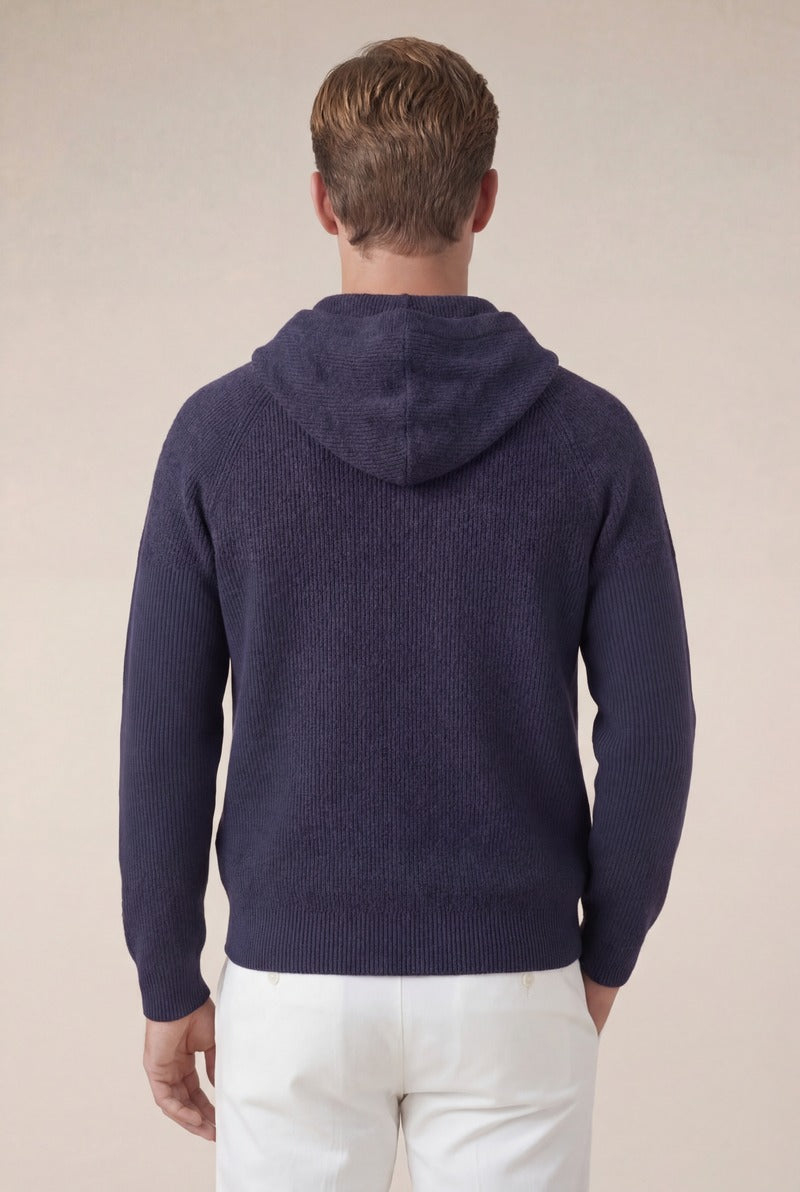 Cortina Cashmere Zip Hoodie Navy