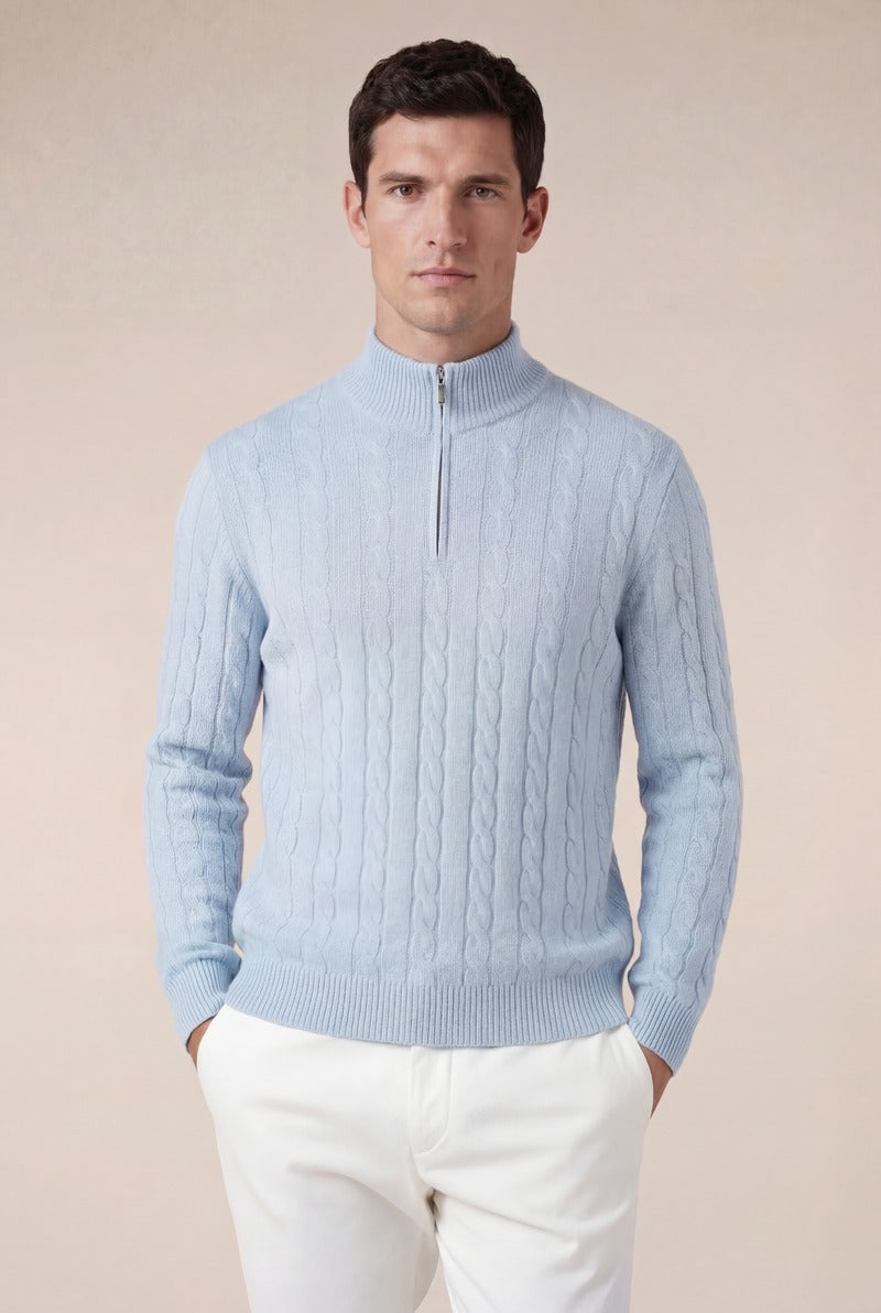 Como Cashmere Quarter Zip Baby Blue
