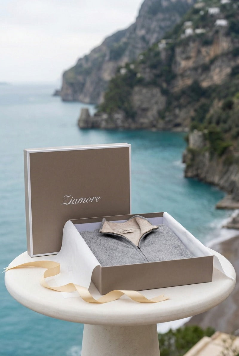Sorrento Cashmere Full-Zip Knit Grey