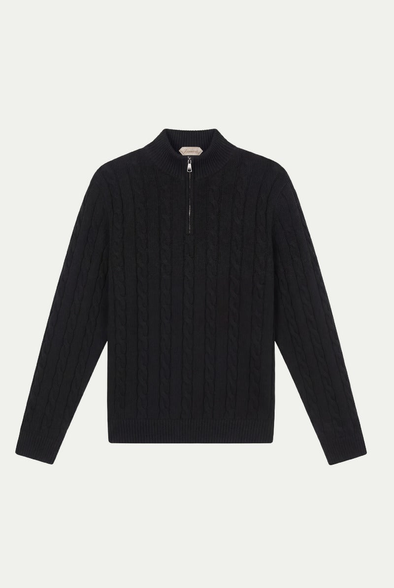 Como Cashmere Quarter Zip Black
