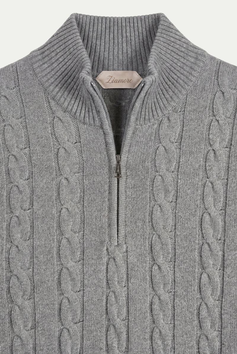 Como Cashmere Quarter Zip Dark Grey