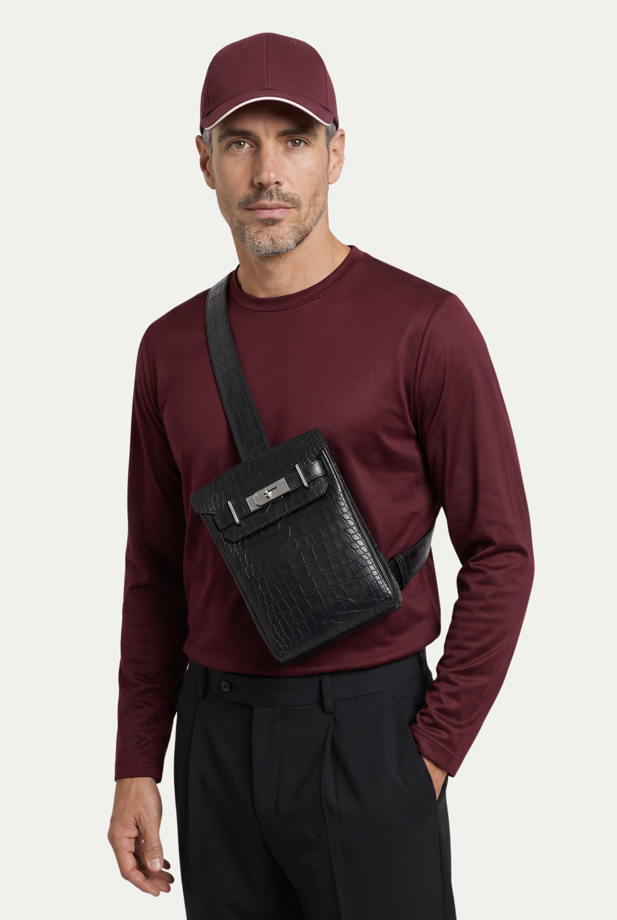 Ziamore Crocodile Crossbody Black
