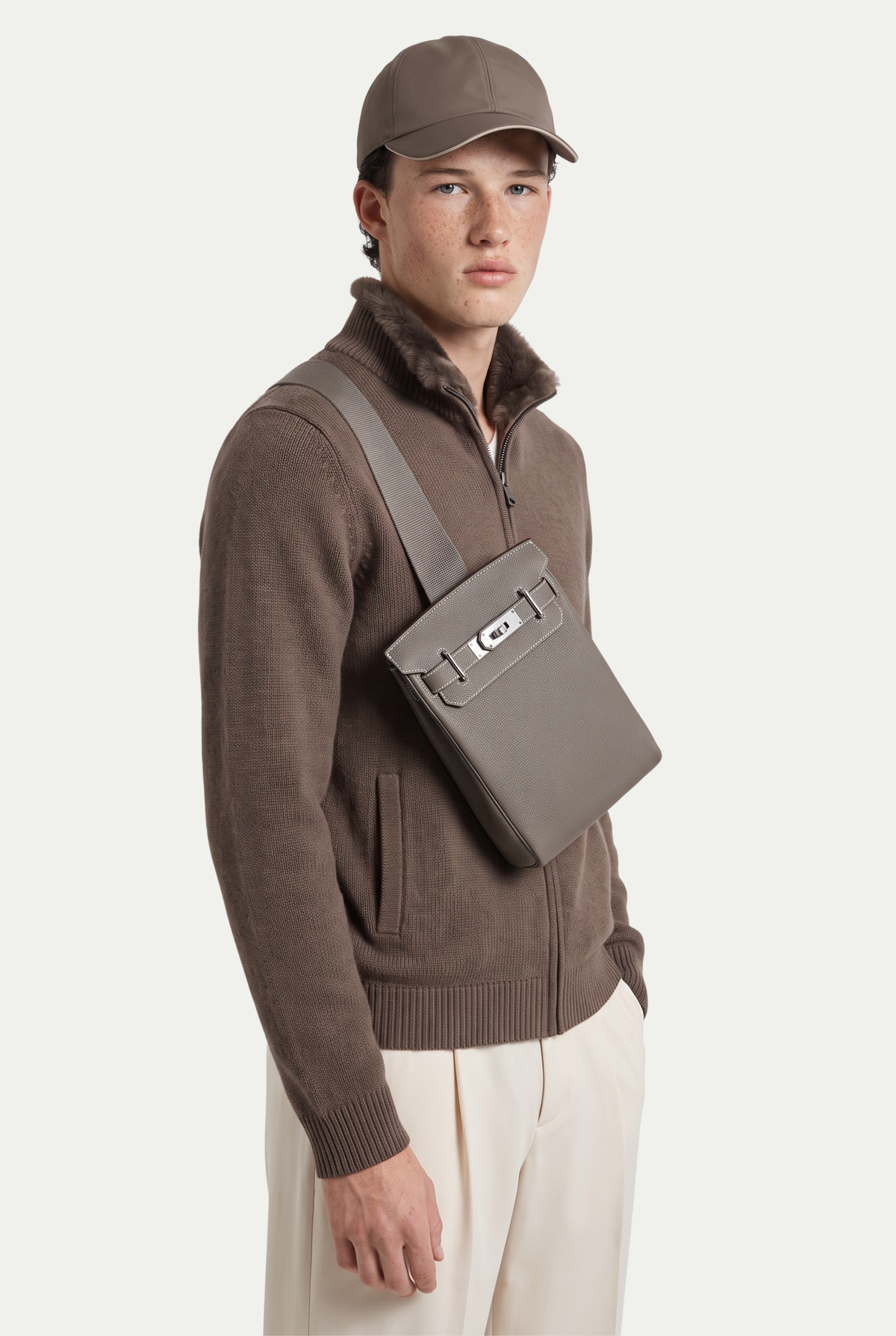 Ziamore Leather Crossbody Taupe