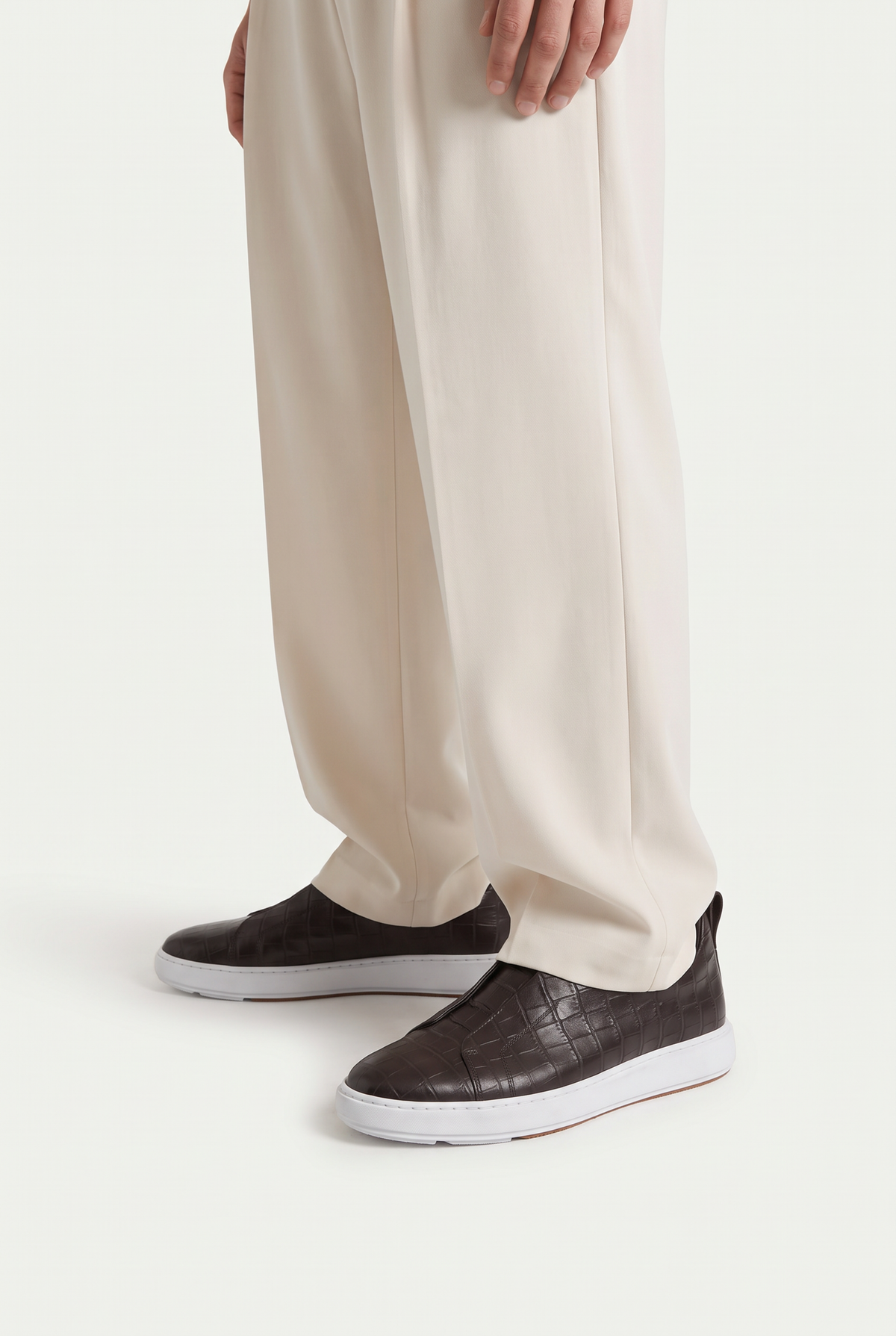 Monaco Crocodile Sneaker Espresso
