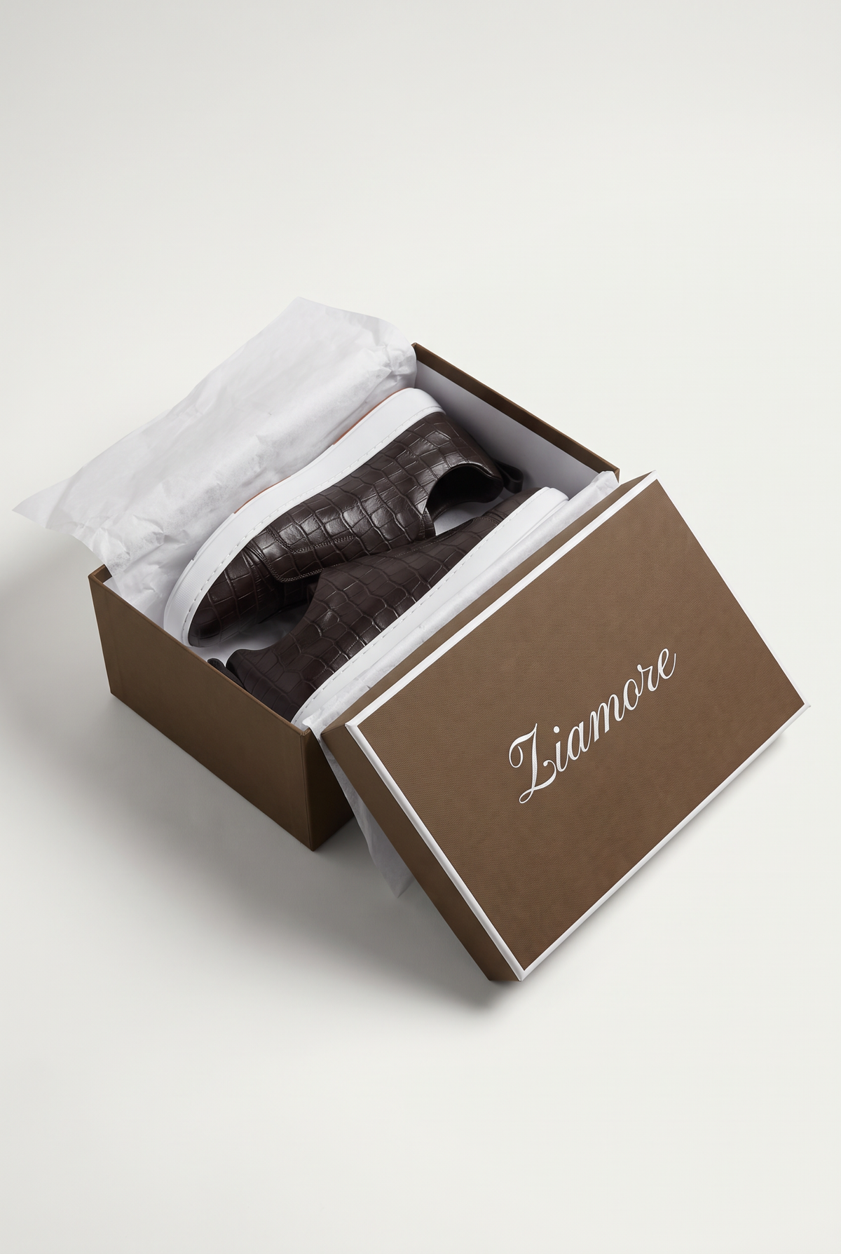 Monaco Crocodile Sneaker Espresso