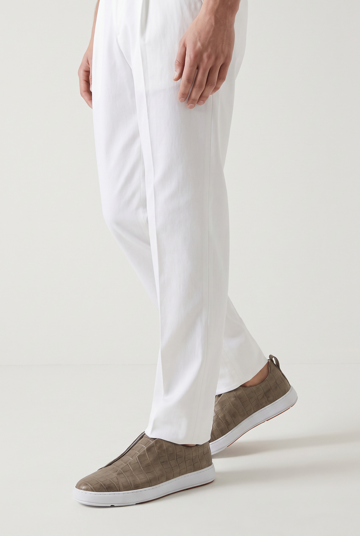 Monaco Crocodile Sneaker Taupe