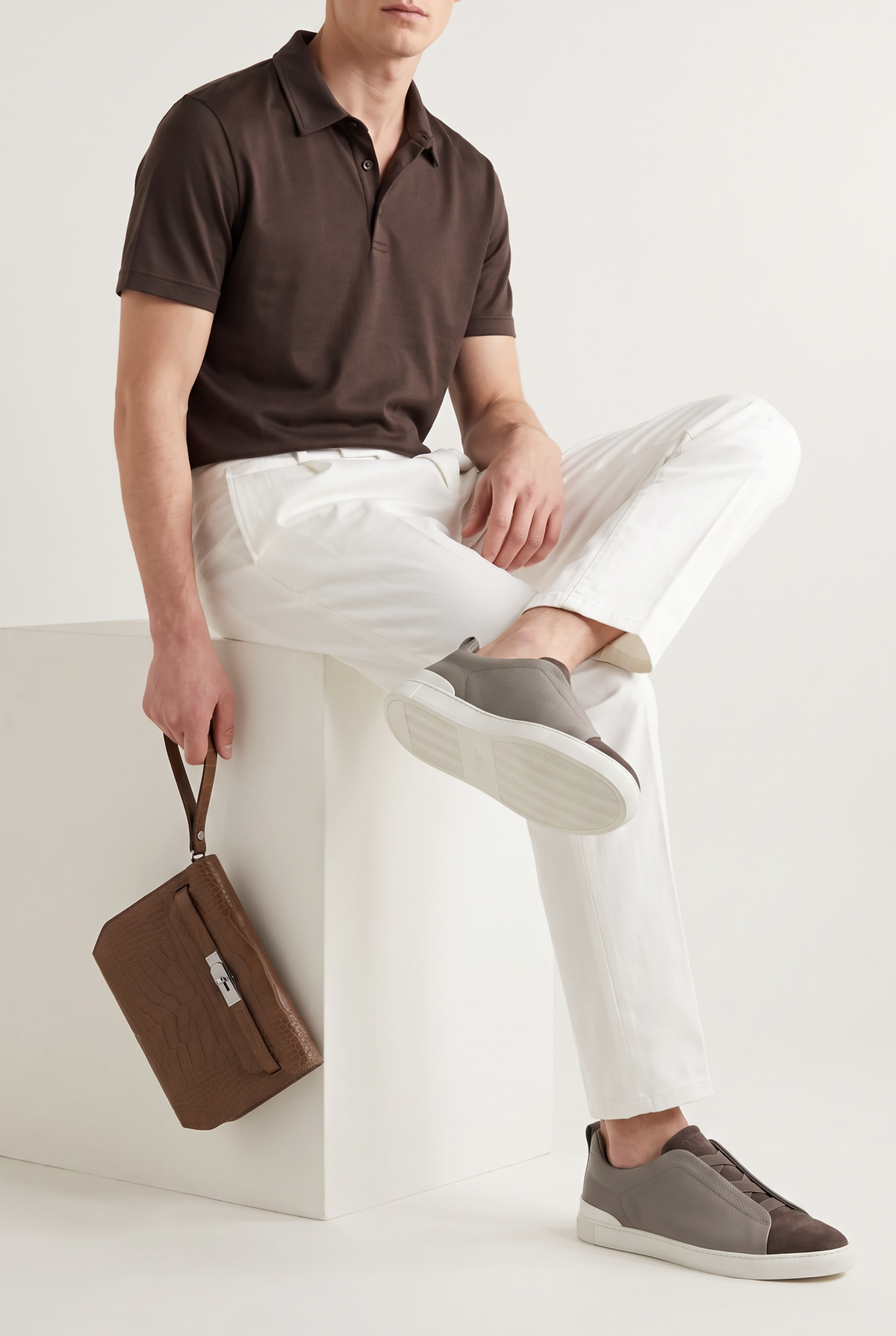 Monaco Leather Sneaker Stone Taupe