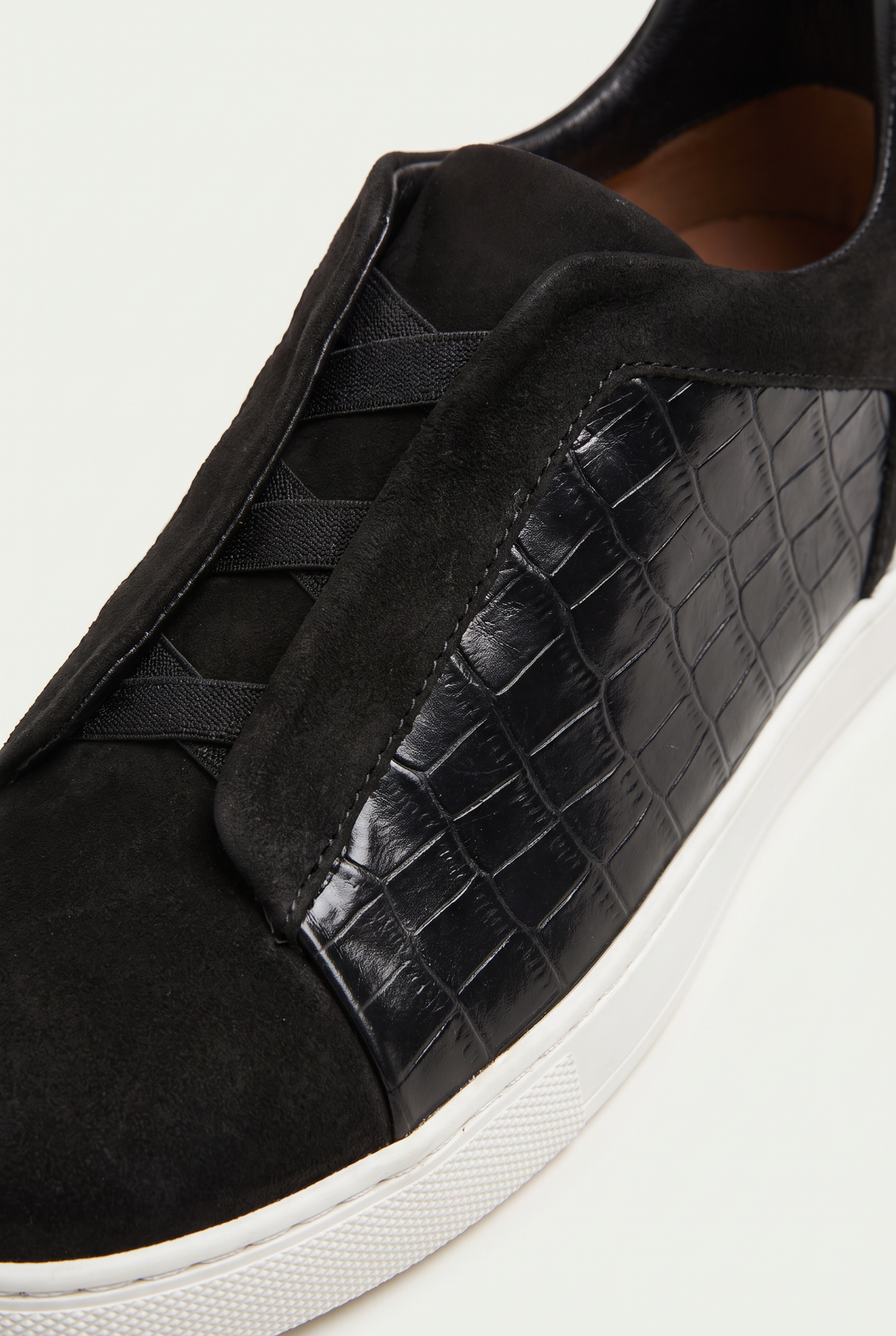 Monaco Suede Crocodile Sneaker Black