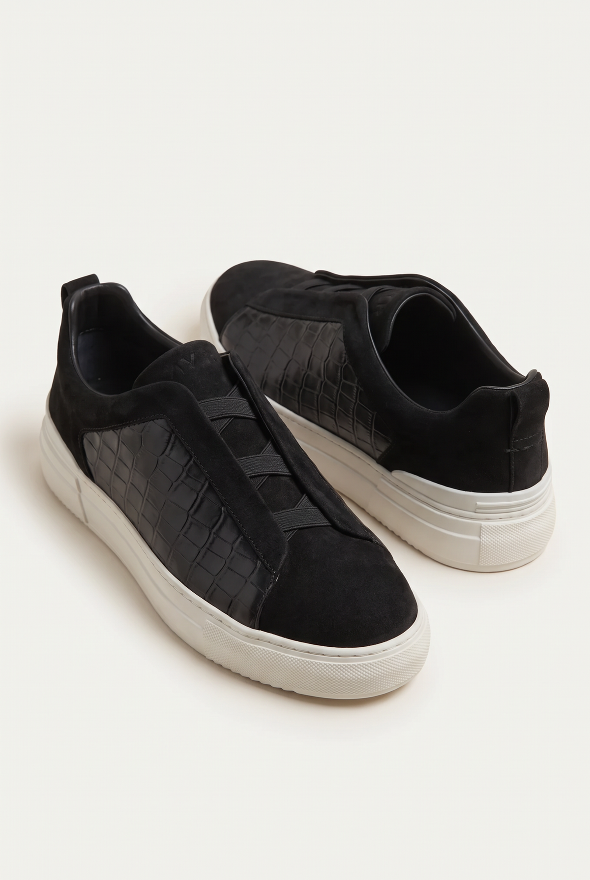Monaco Suede Crocodile Sneaker Black