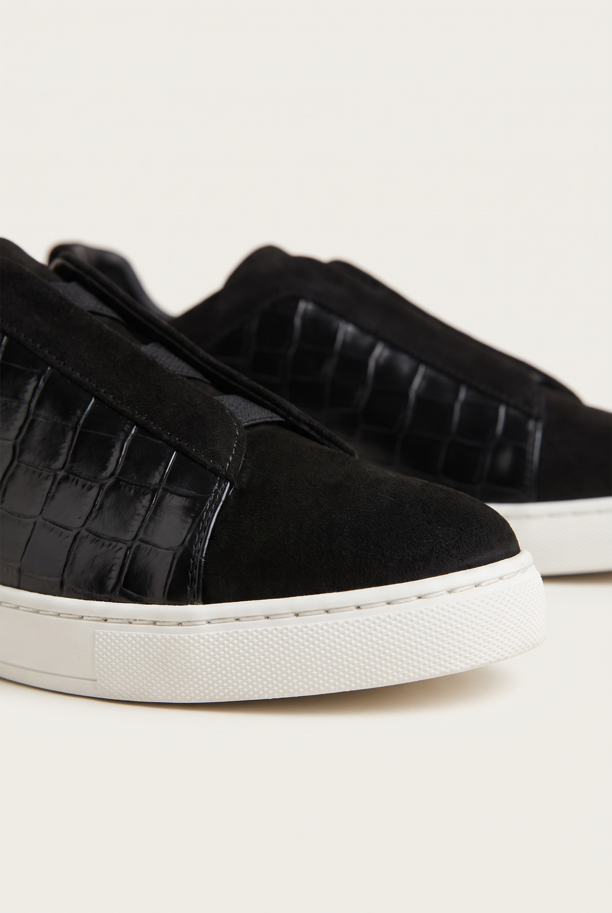 Monaco Suede Crocodile Sneaker Black