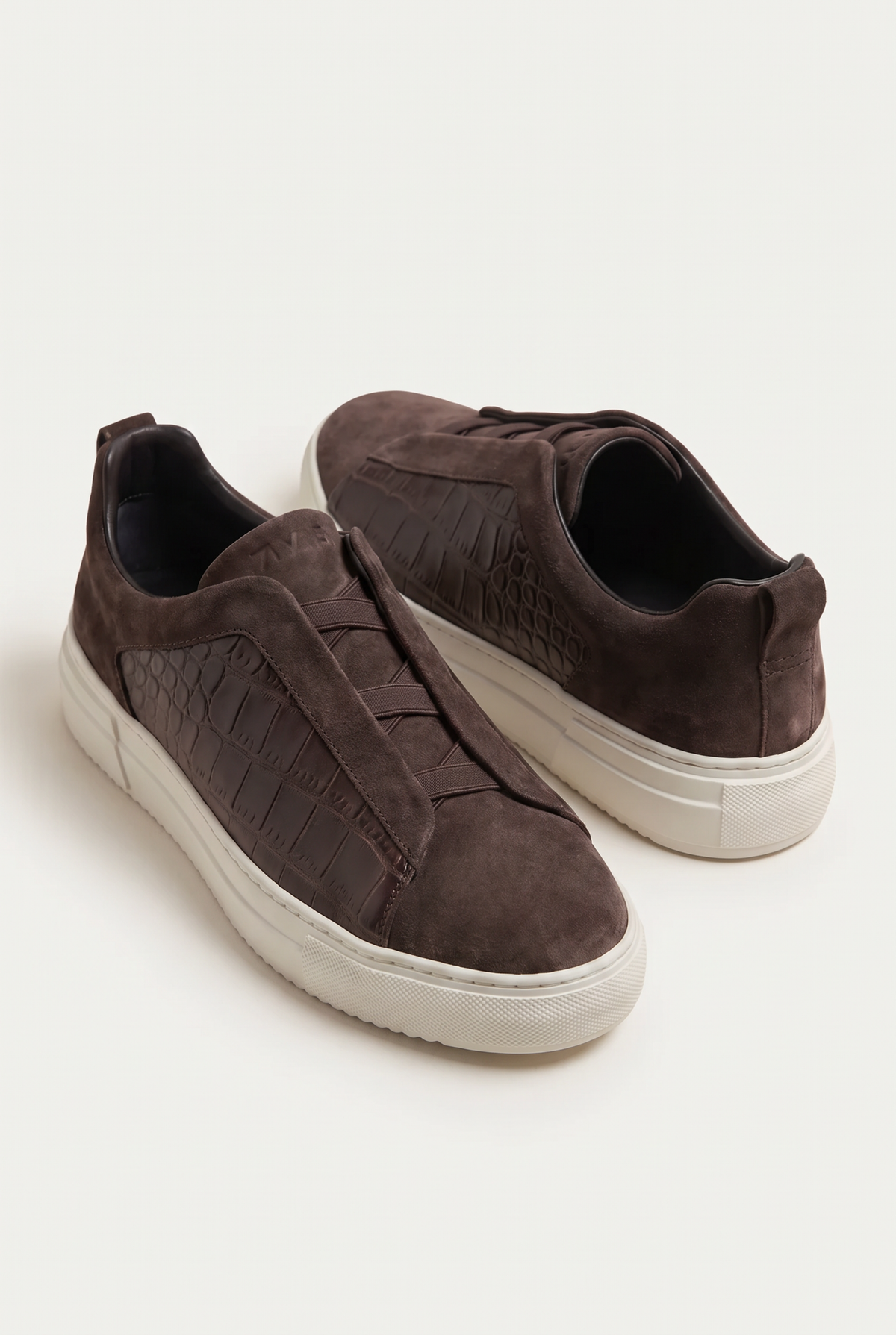 Monaco Suede Crocodile Sneaker Espresso
