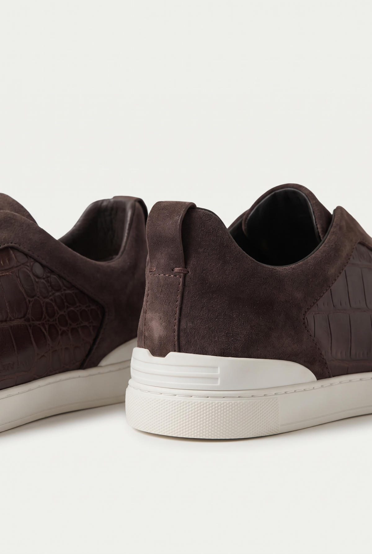Monaco Suede Crocodile Sneaker Espresso