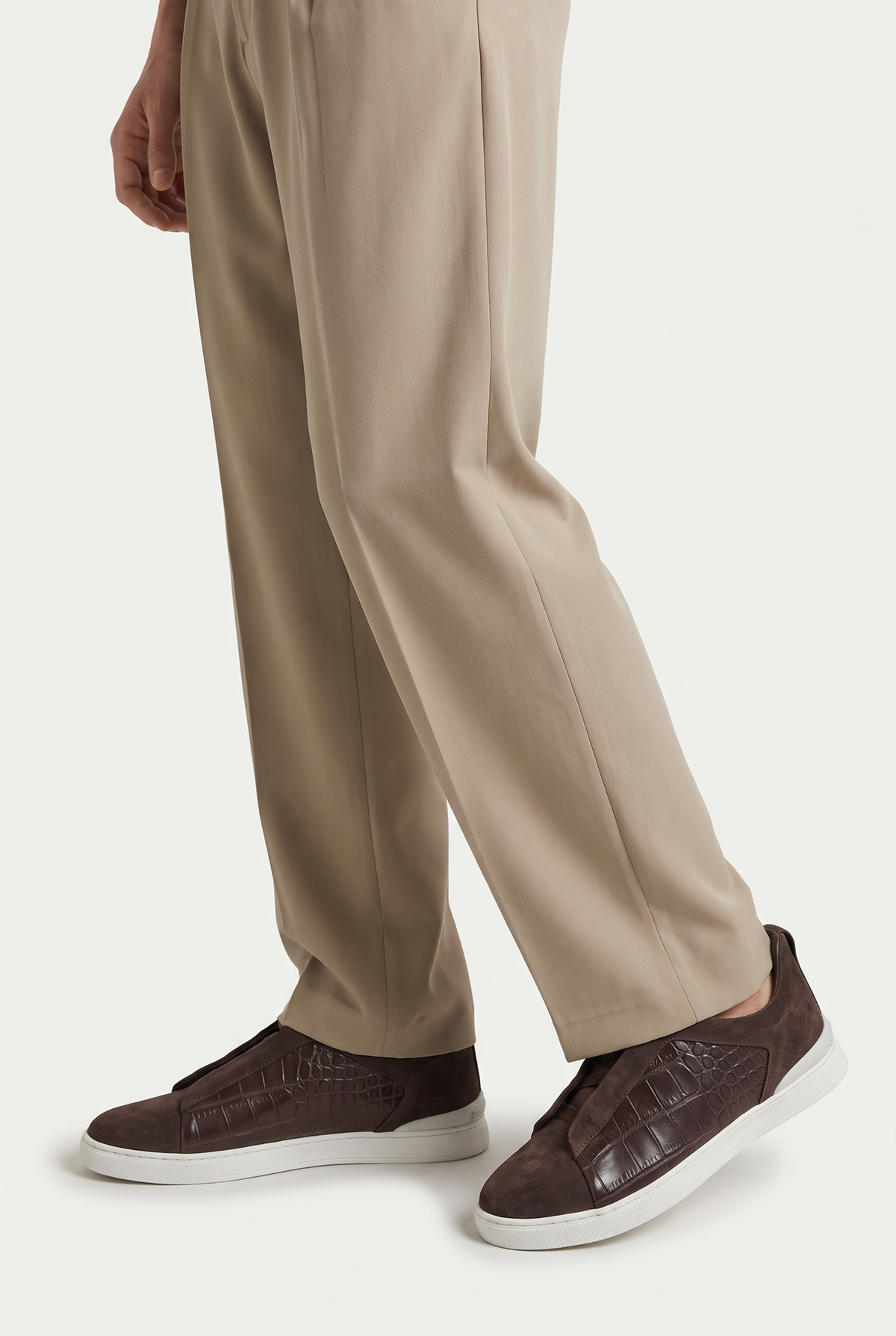 Monaco Suede Crocodile Sneaker Espresso