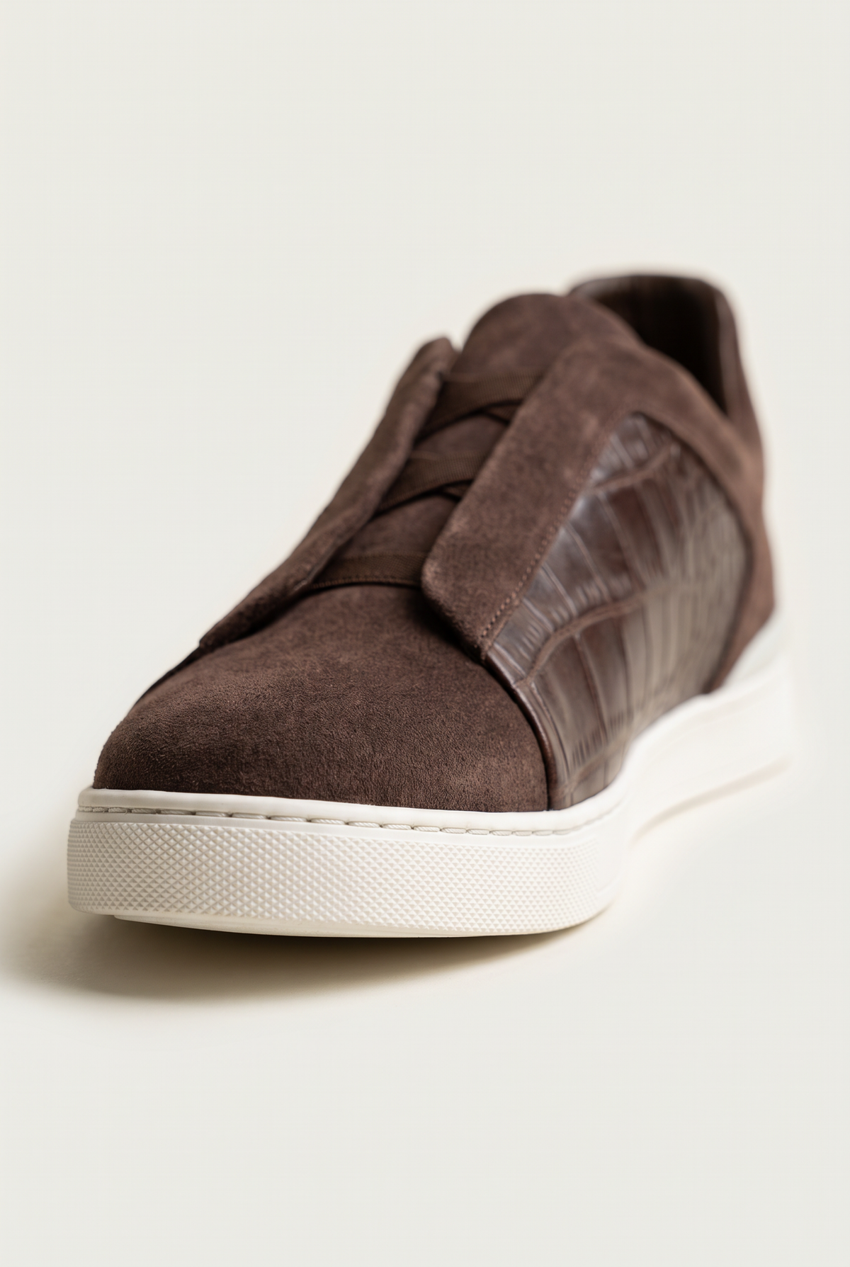 Monaco Suede Crocodile Sneaker Espresso