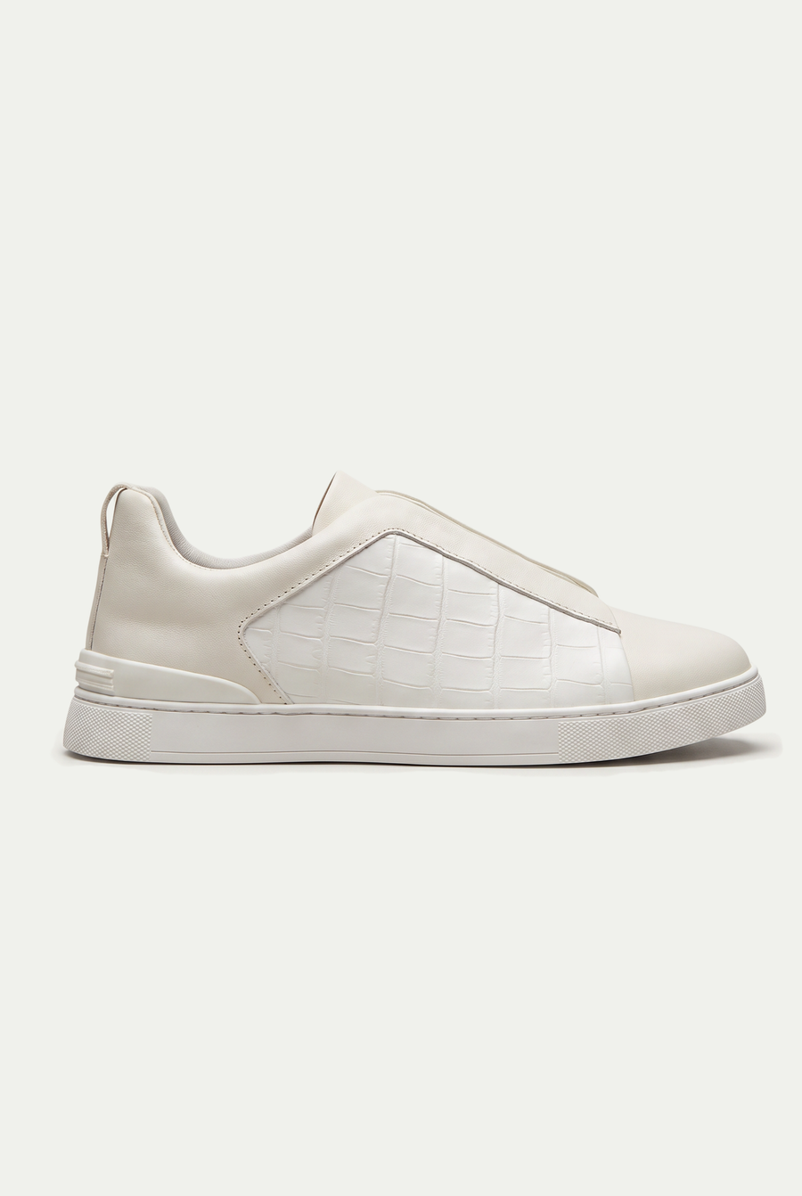 Monaco Suede Crocodile Sneaker Ivory