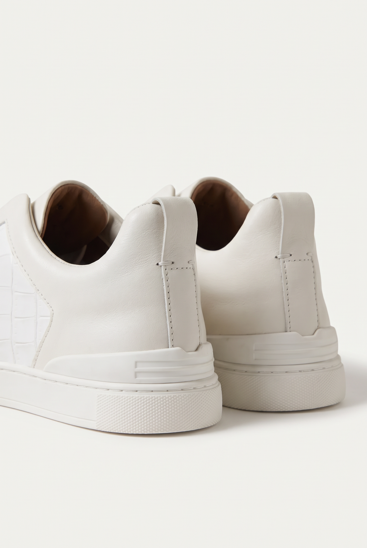 Monaco Suede Crocodile Sneaker Ivory