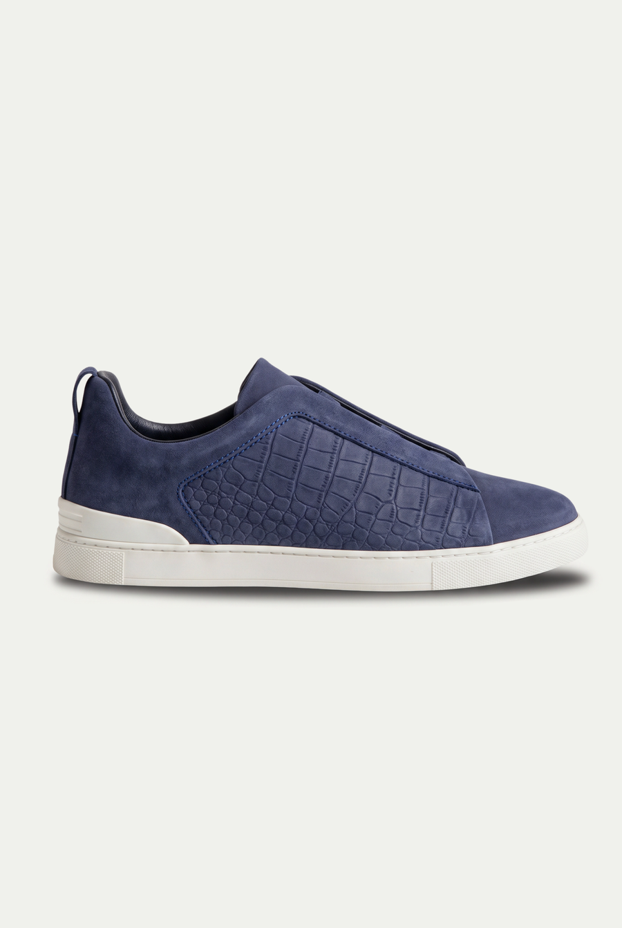 Monaco Suede Crocodile Sneaker Navy