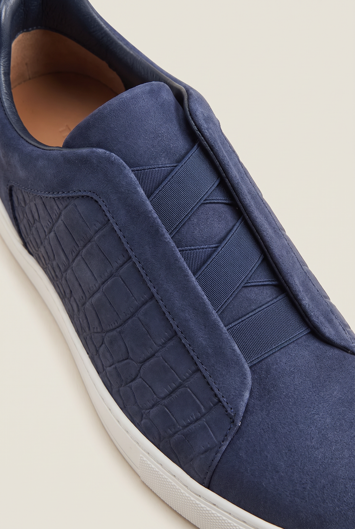 Monaco Suede Crocodile Sneaker Navy