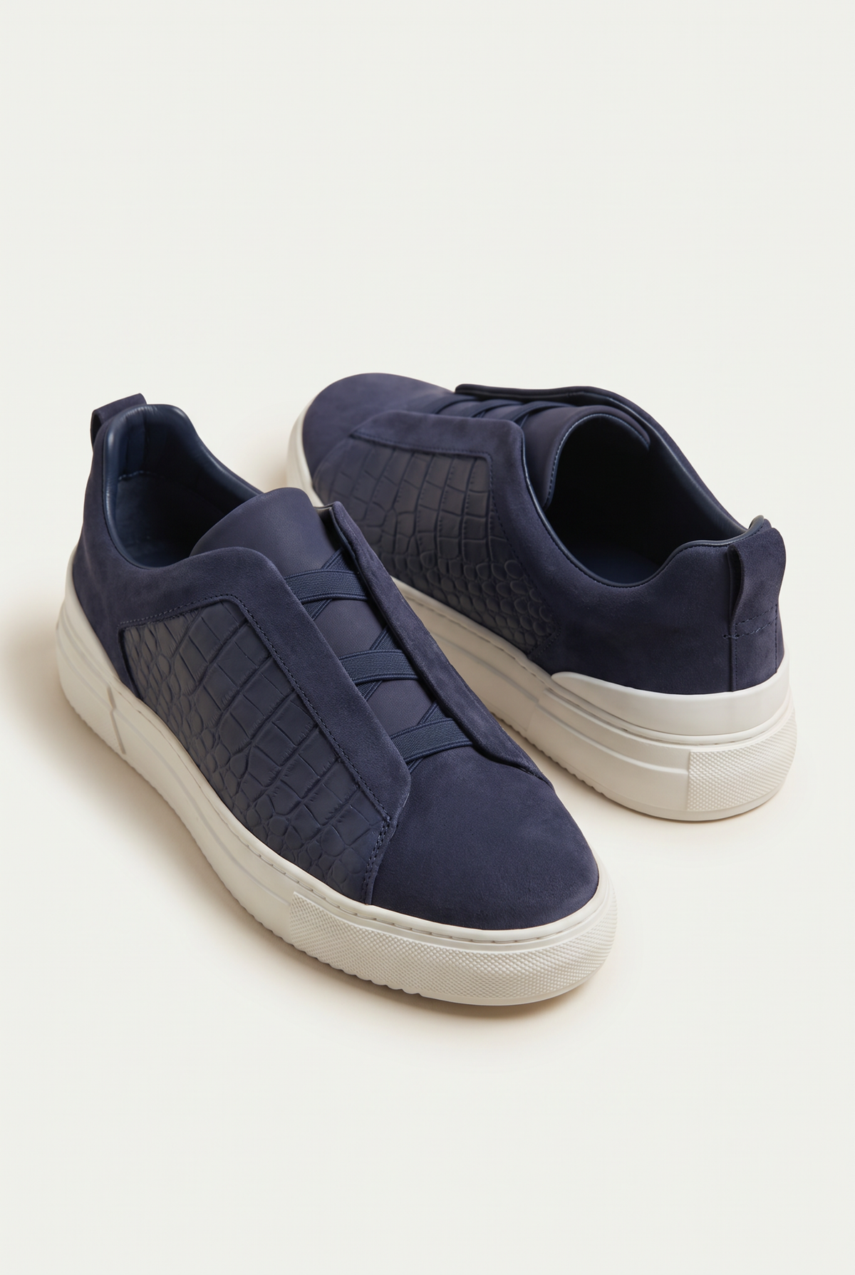 Monaco Suede Crocodile Sneaker Navy