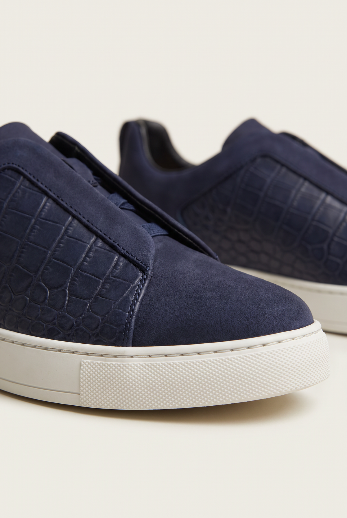 Monaco Suede Crocodile Sneaker Navy