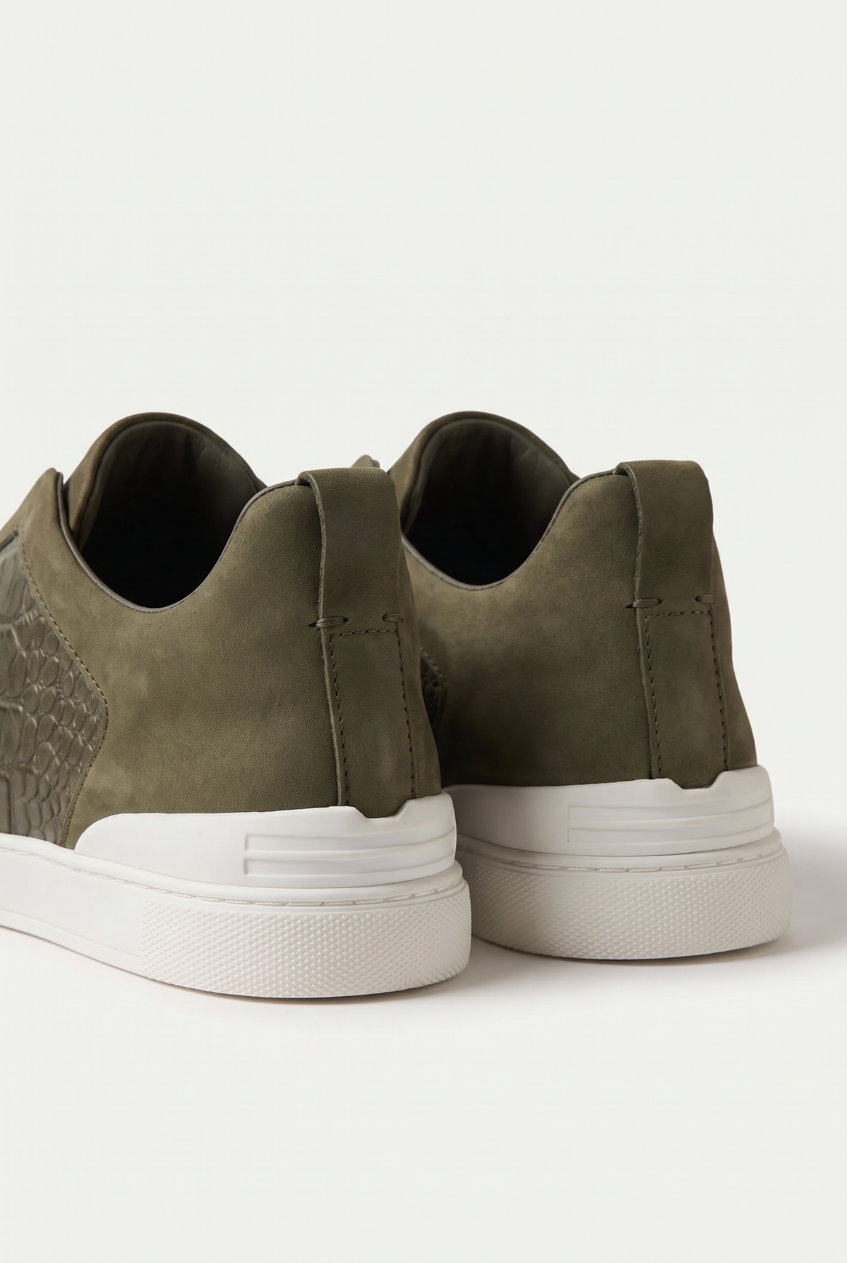 Monaco Suede Crocodile Sneaker Olive