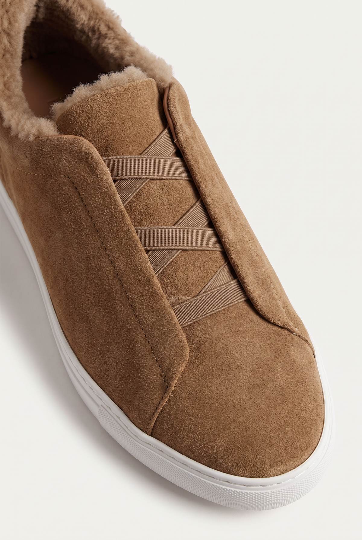 Monaco Suede Fur Sneaker Camel