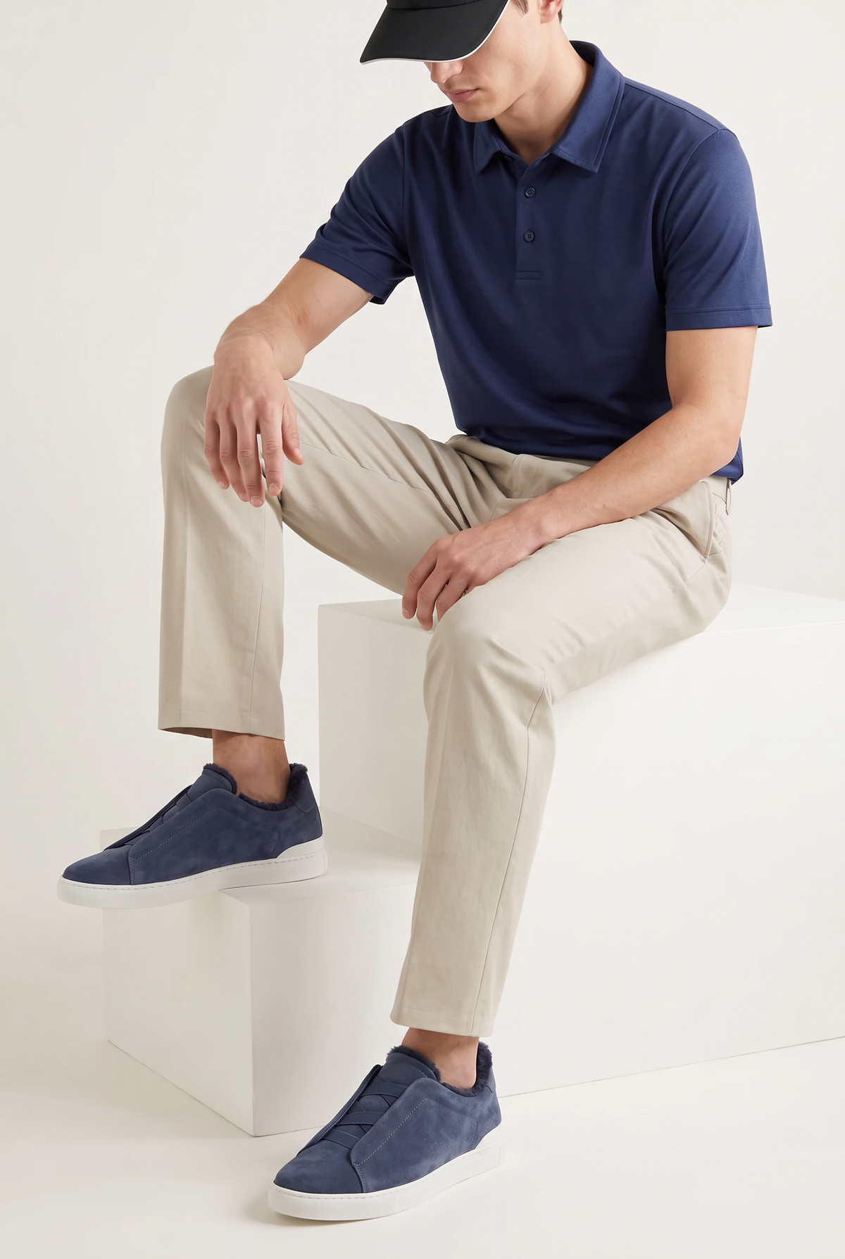 Monaco Suede Fur Sneaker Navy