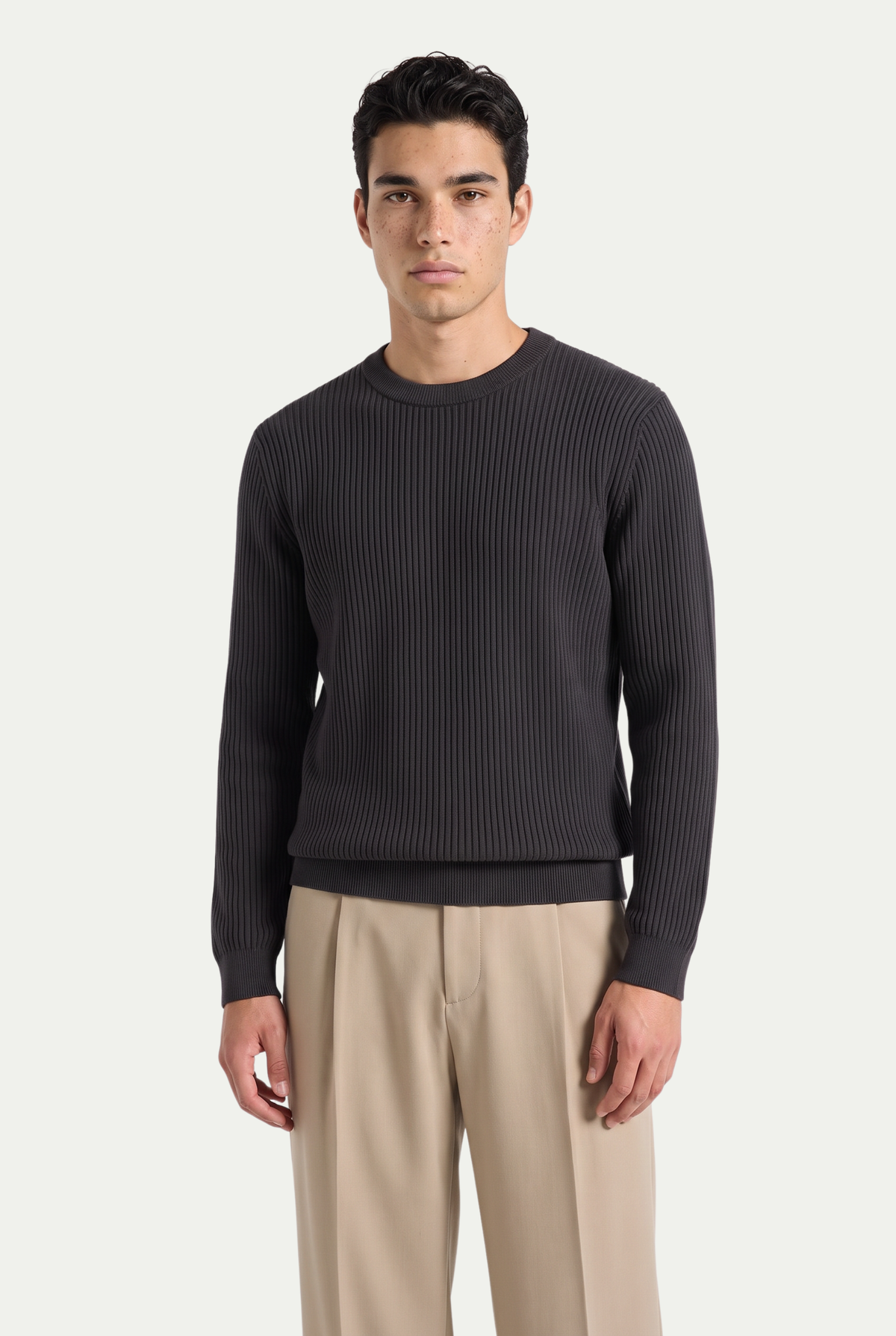 Rib Knit Crewneck Anthracite