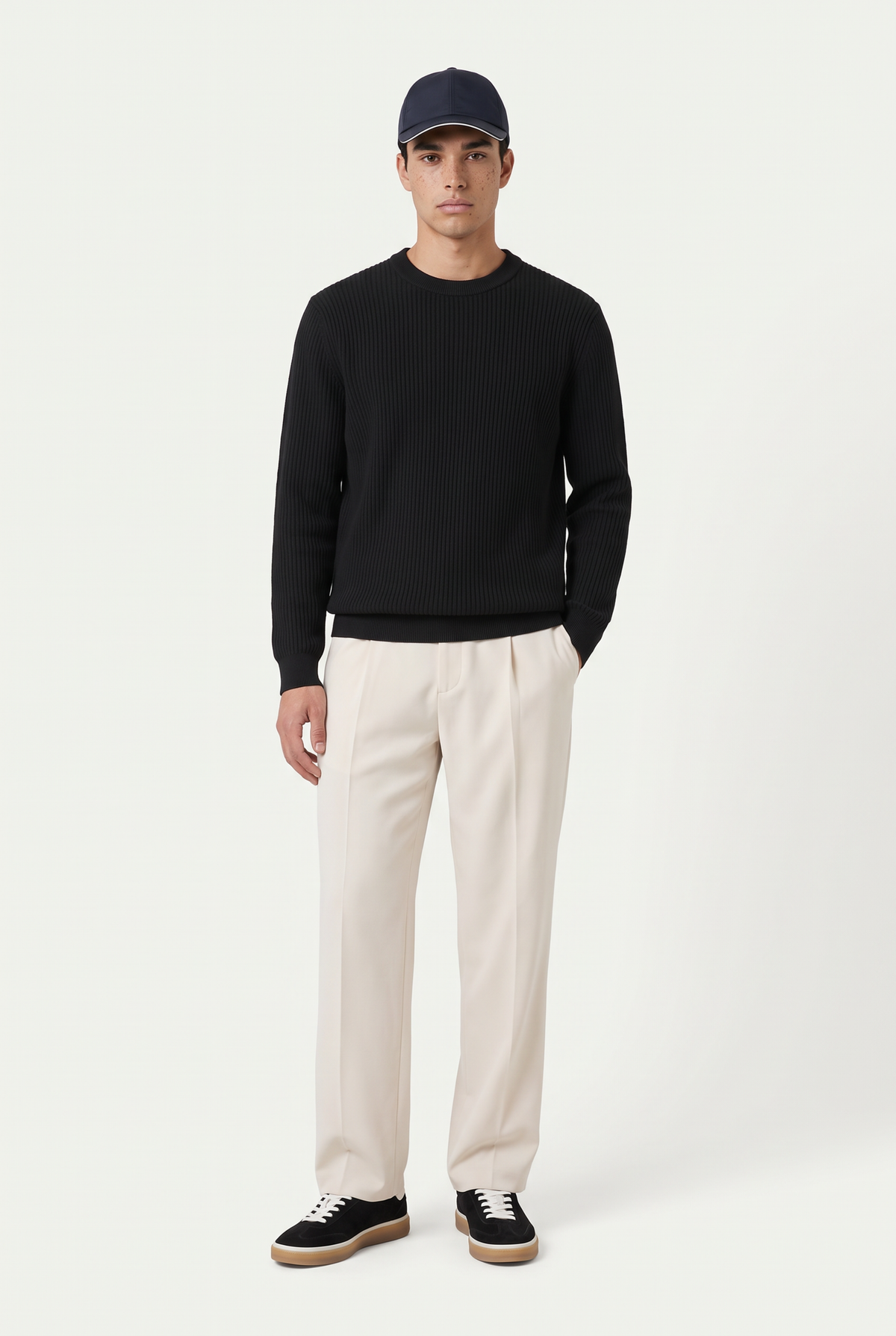 Rib Knit Crewneck Black