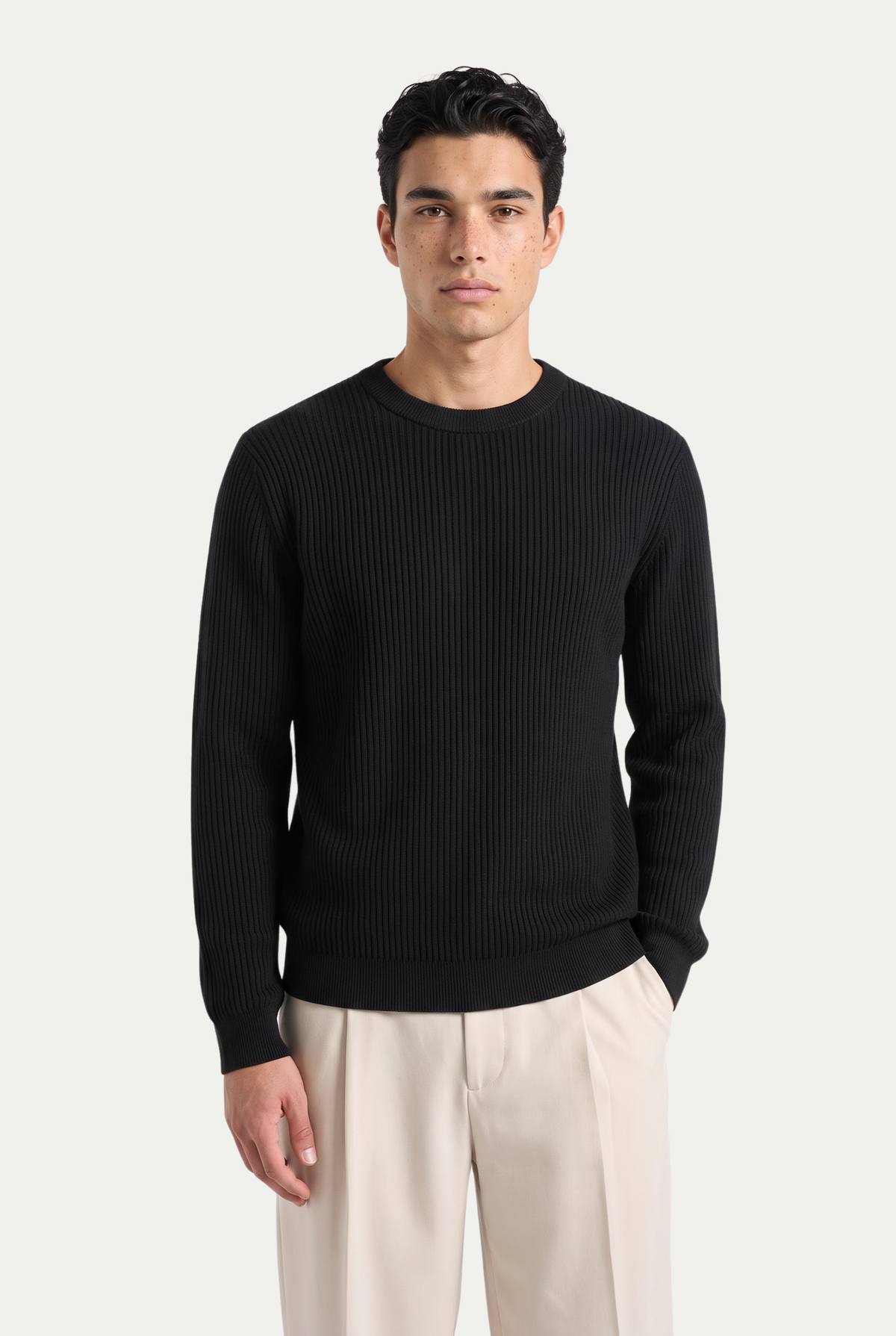 Rib Knit Crewneck Black