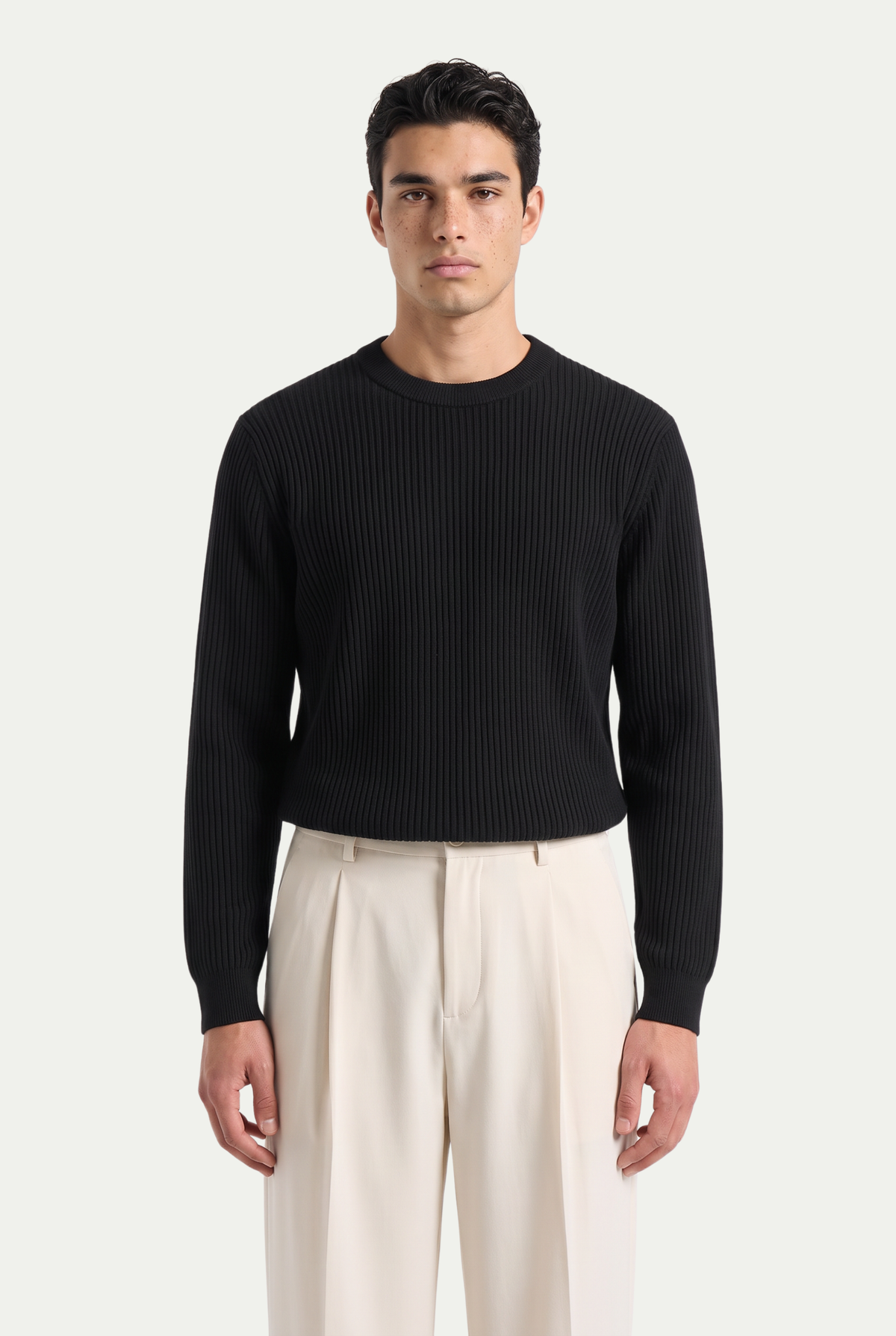 Rib Knit Crewneck Black