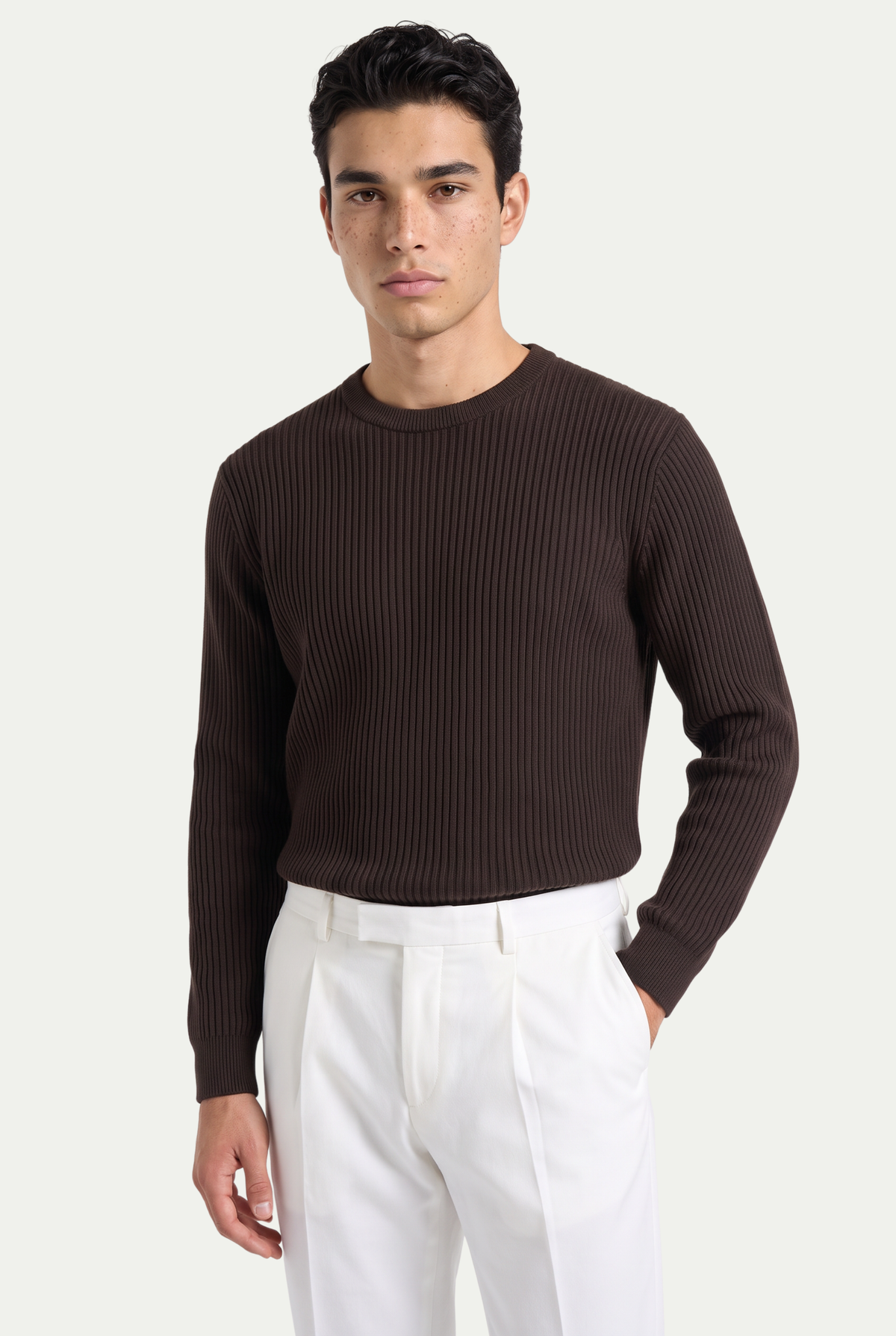 Rib Knit Crewneck Espresso