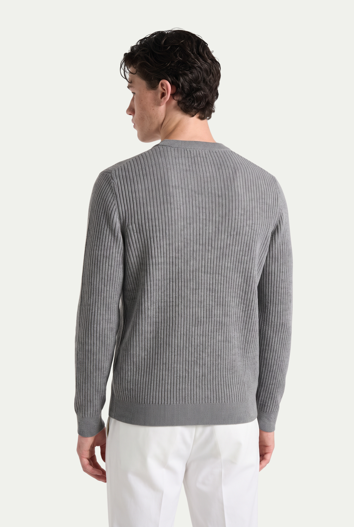 Rib Knit Crewneck Heather Grey