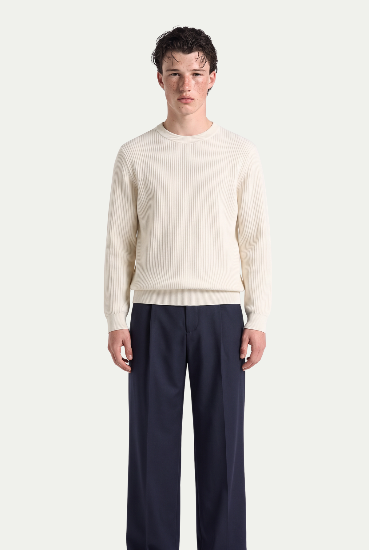 Rib Knit Crewneck Ivory