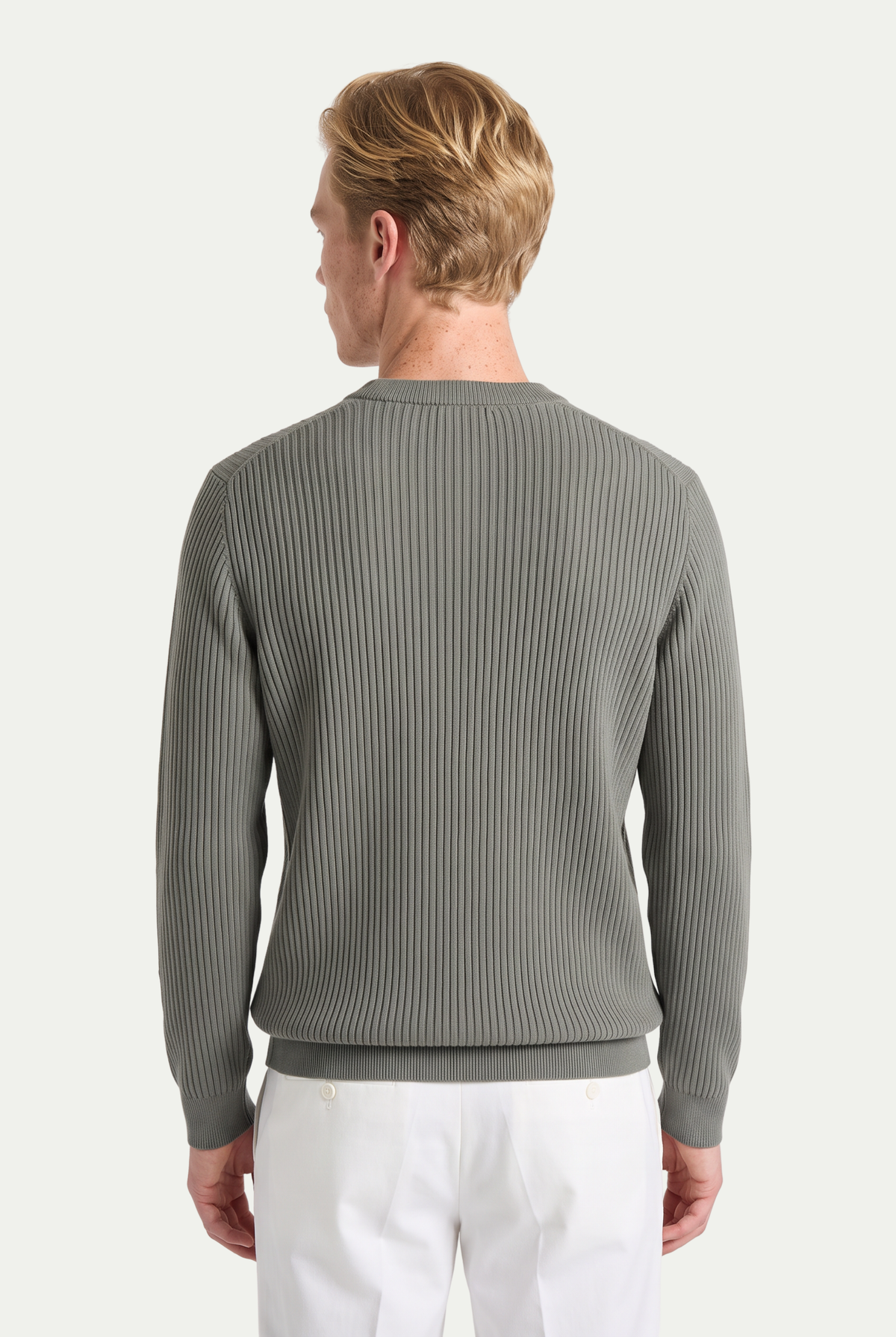 Rib Knit Crewneck Sage Grey