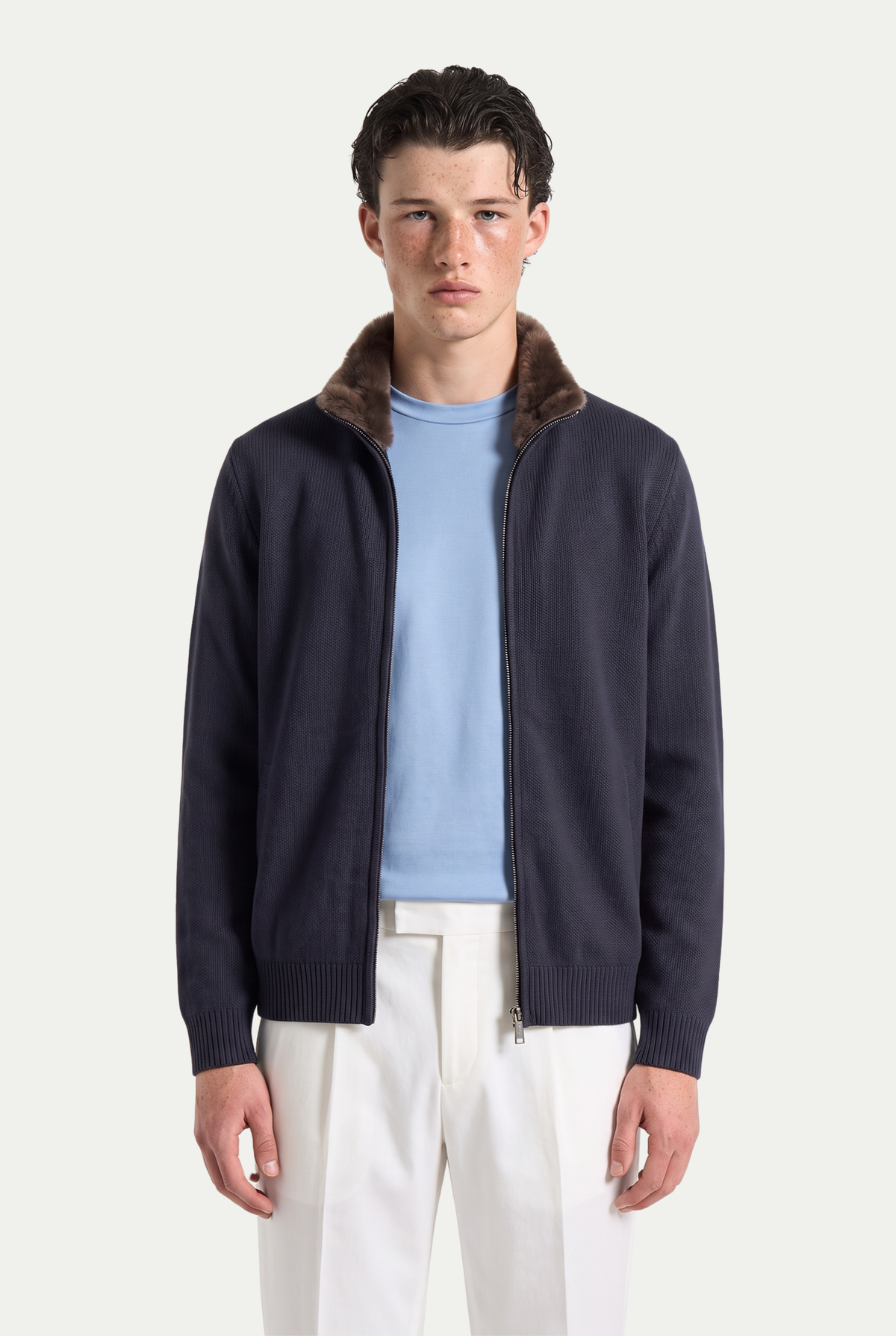 Siena Cashmere Zip Navy