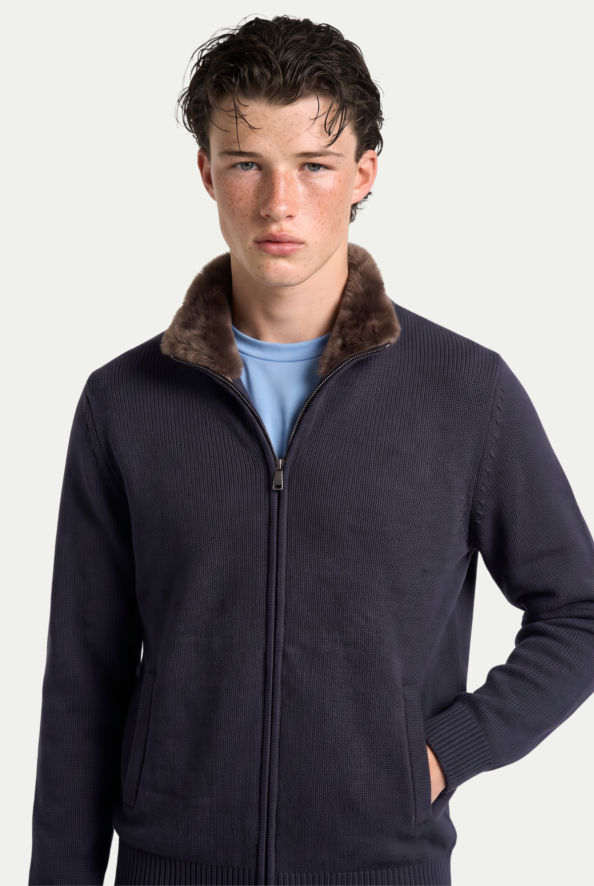 Siena Cashmere Zip Navy