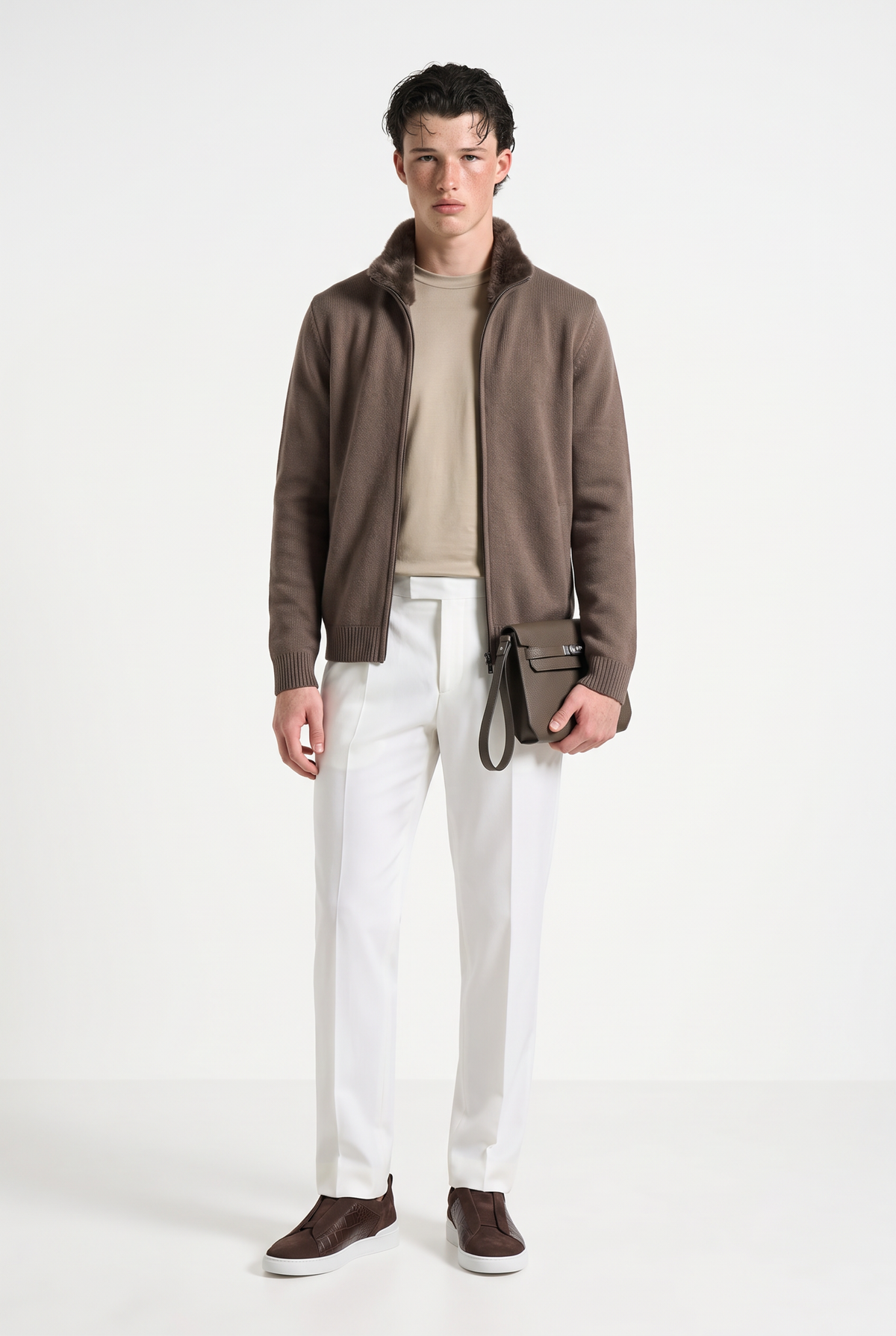 Siena Cashmere Zip Taupe